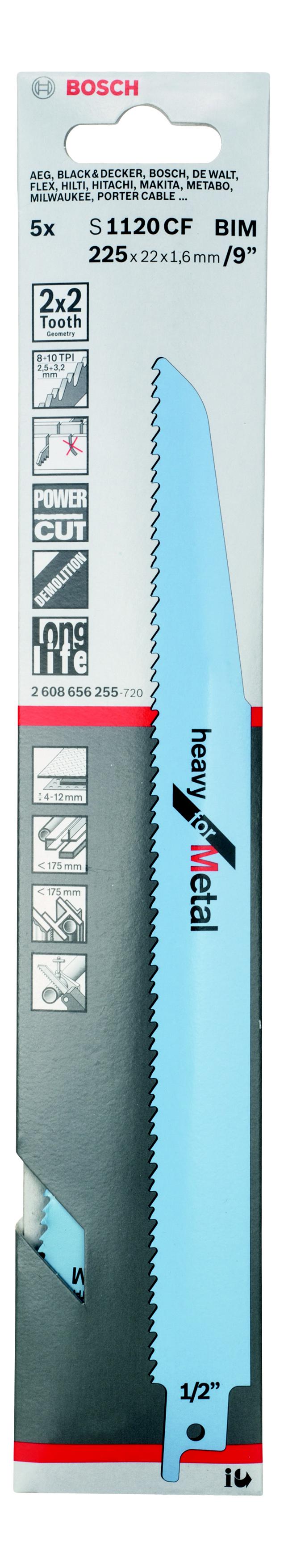 Полотно для сабельной пилы BOSCH, 225мм, TPI 8-10, BIM, 5шт/уп (S 1120 CF 2608656255)
Полотно для сабельной пилы BOSCH, 225мм, TPI 8-10, BIM, 5шт/уп (S 1120 CF 2608656255)