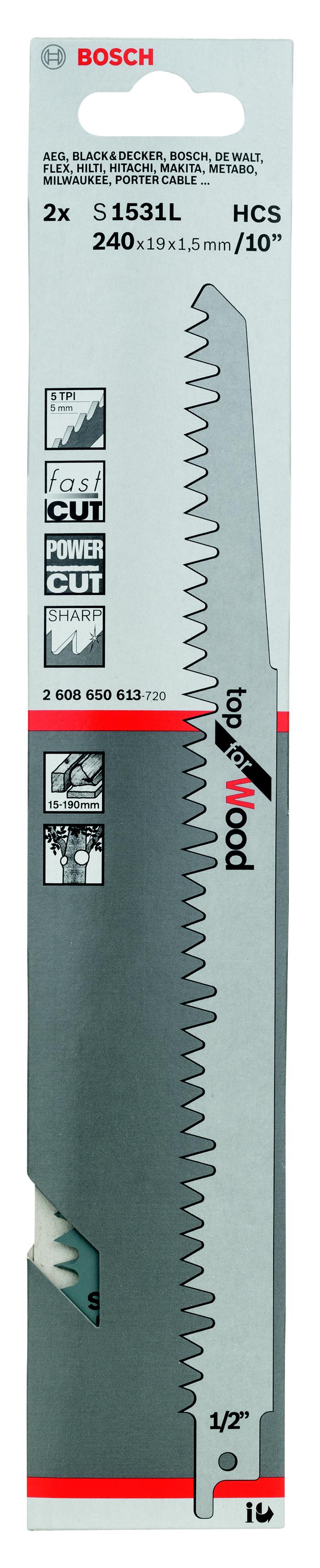 Полотно для сабельной пилы BOSCH, 240мм, TPI 5, HCS, 2шт/уп (S 1531 L 2608650613)
Полотно для сабельной пилы BOSCH, 240мм, TPI 5, HCS, 2шт/уп (S 1531 L 2608650613)