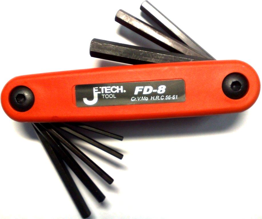 Набор шестигранных ключей складных в ручке, 8 шт. Jetech Fd-8