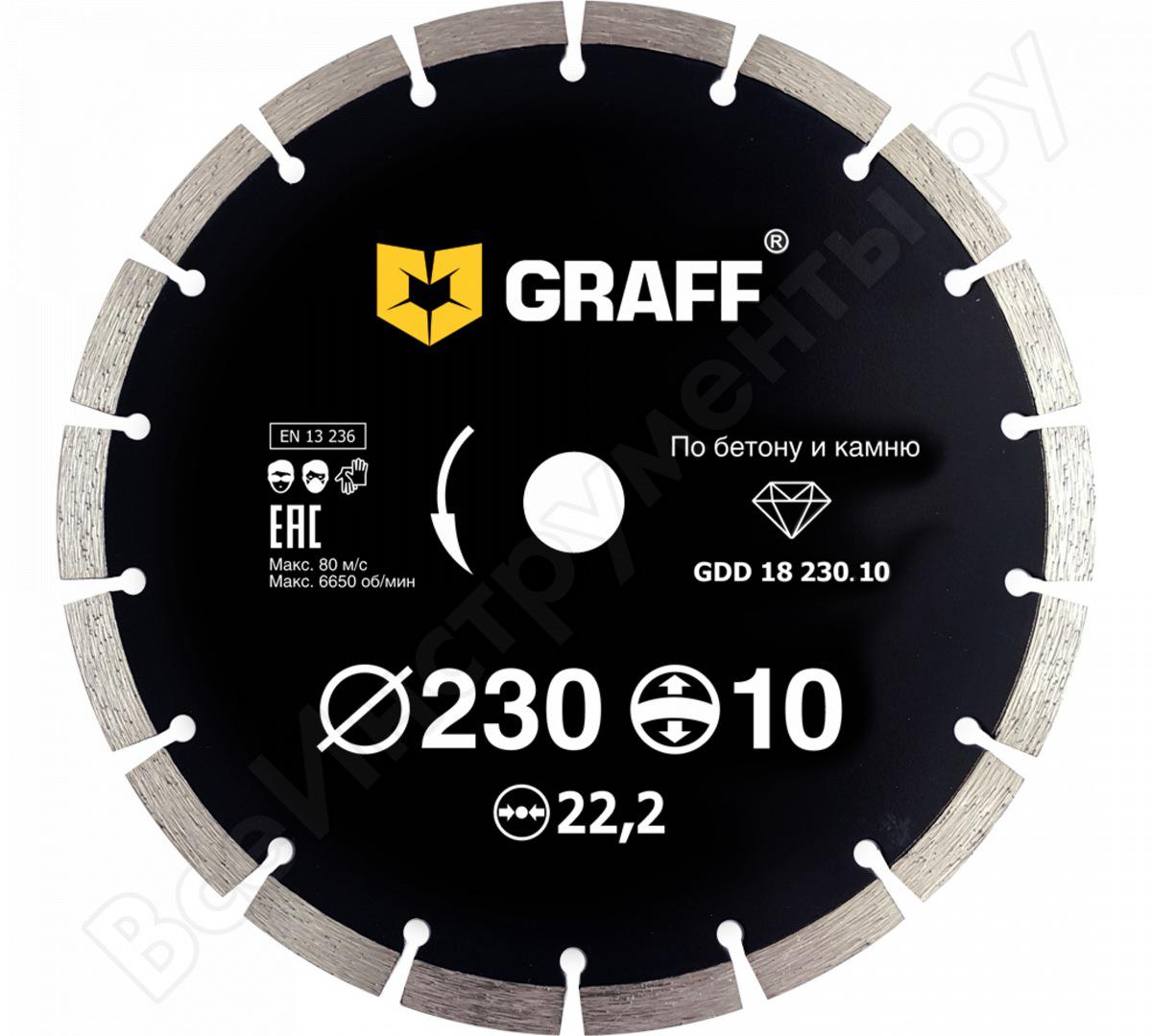 Круг алмазный Graff (gdd 18 230.10) Ф230х22мм по бетону, (gdd 18 230.10) Ф230х22мм по бетону
Круг алмазный Graff (gdd 18 230.10) Ф230х22мм по бетону, (gdd 18 230.10) Ф230х22мм по бетону