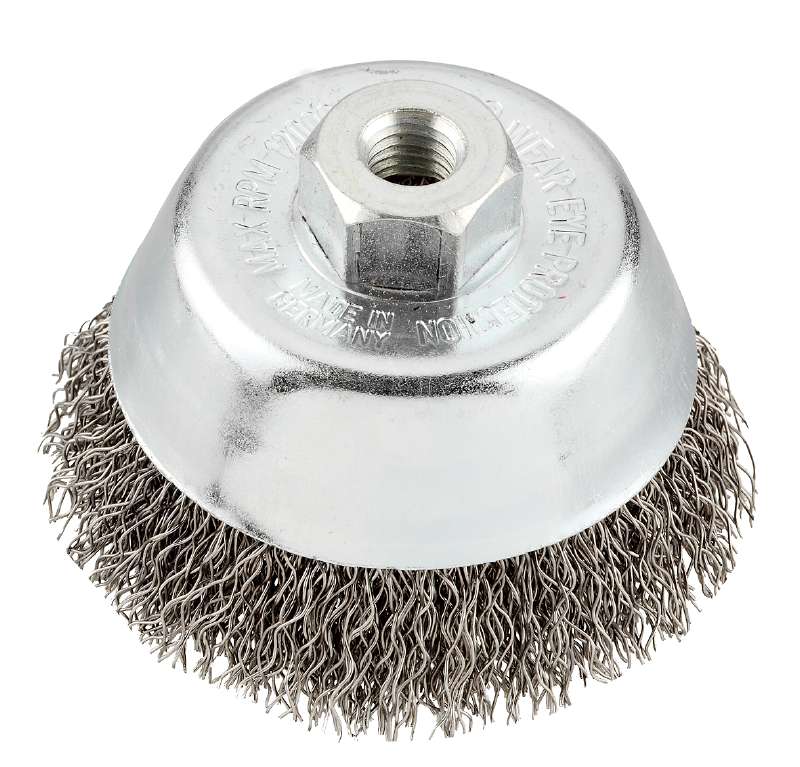 

Кордщетка KWB, чаша 100мм для УШМ гофрированная сталь (7191-10)