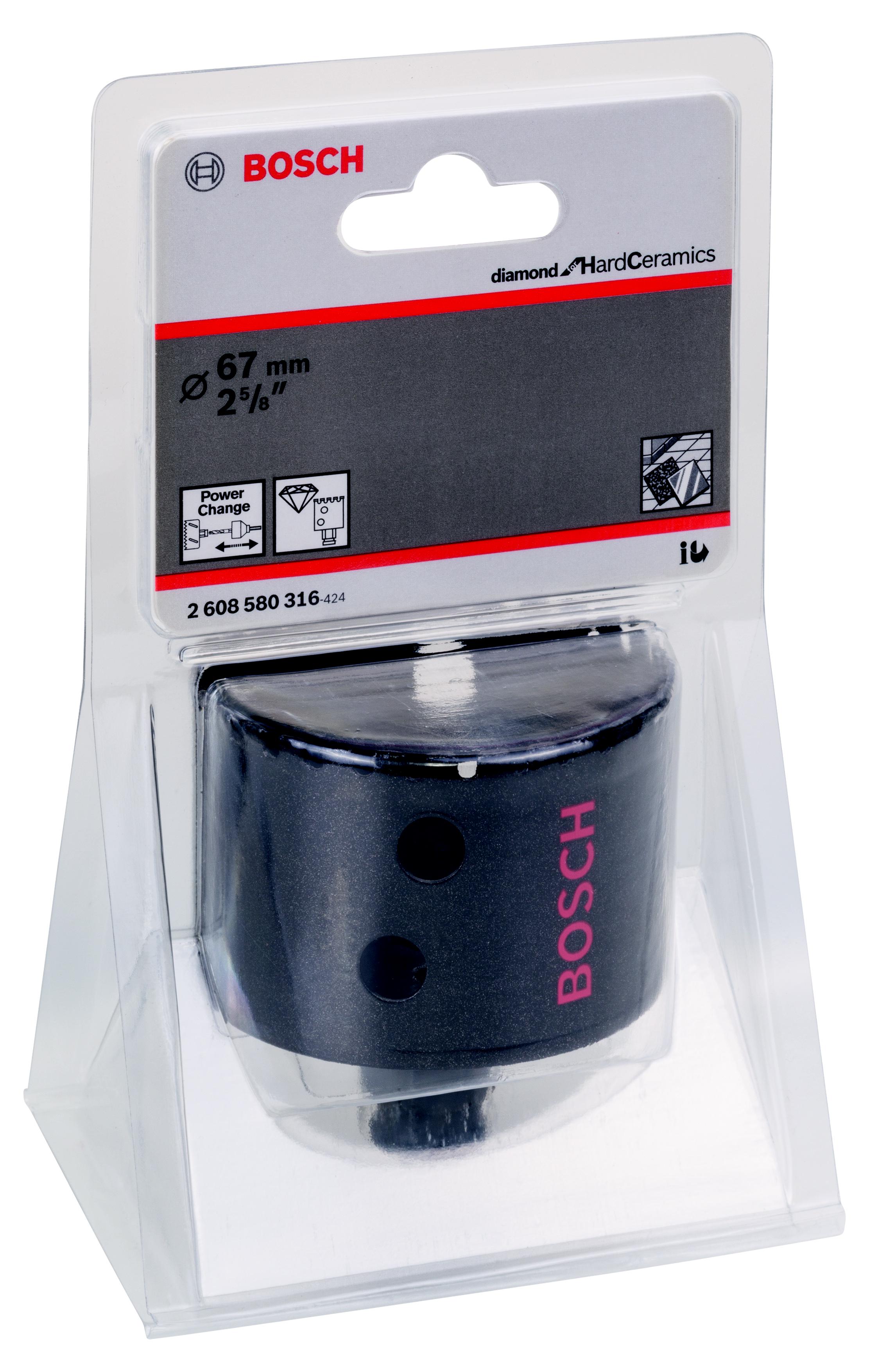 

Коронка алмазная BOSCH, Ф67х39мм power change Diamond for Hard Ceramics (2608580316)