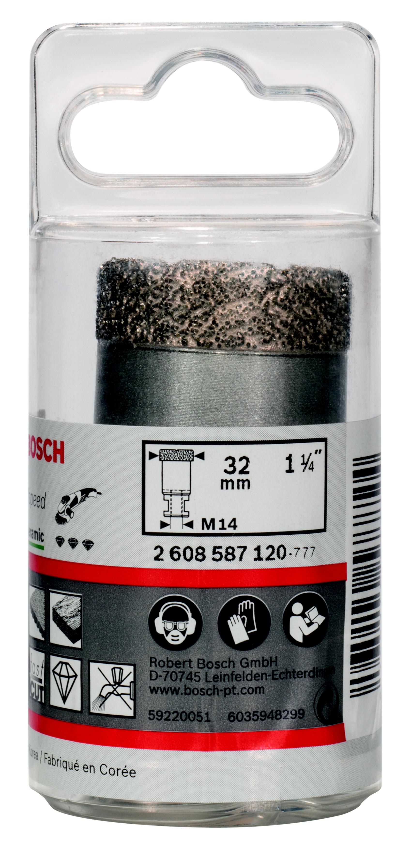 

Коронка алмазная BOSCH, Ф32х35мм М14 Dry Speed (2608587120)
