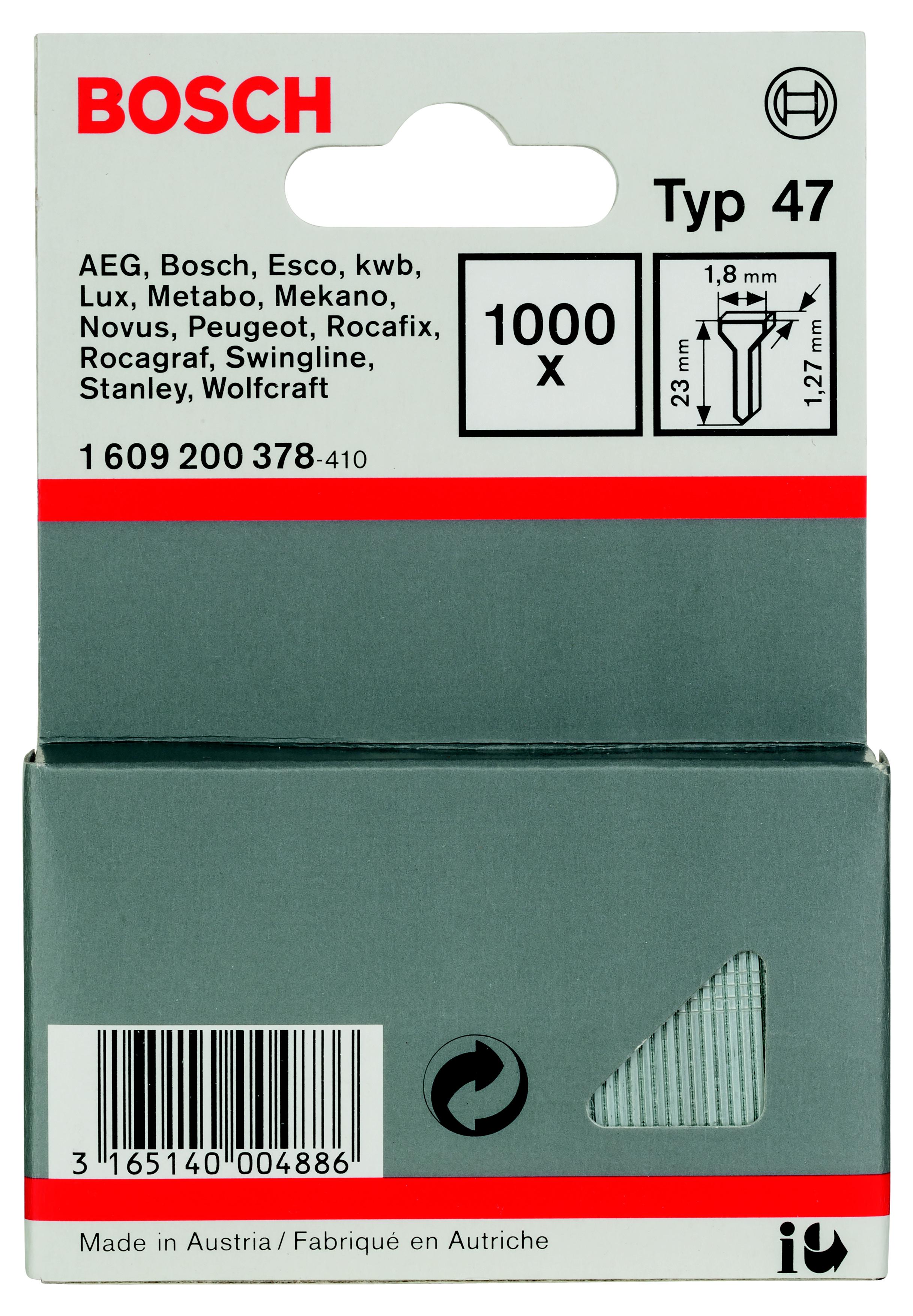 

Гвозди для степлера BOSCH, 1 х 1.25 х 23 мм 1000 шт. (1609200378)