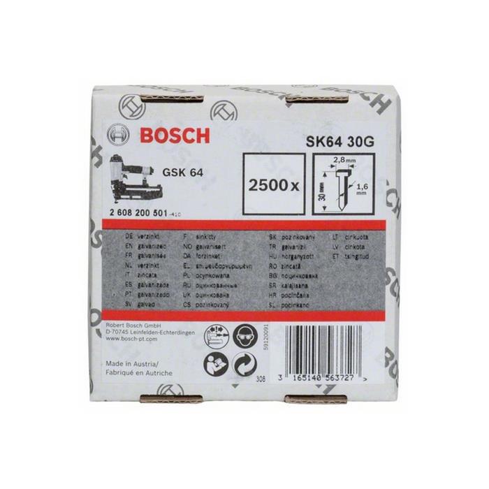 

Штифт BOSCH, 1.4 х 1.6 х 30 мм 2500 шт. (2608200501)