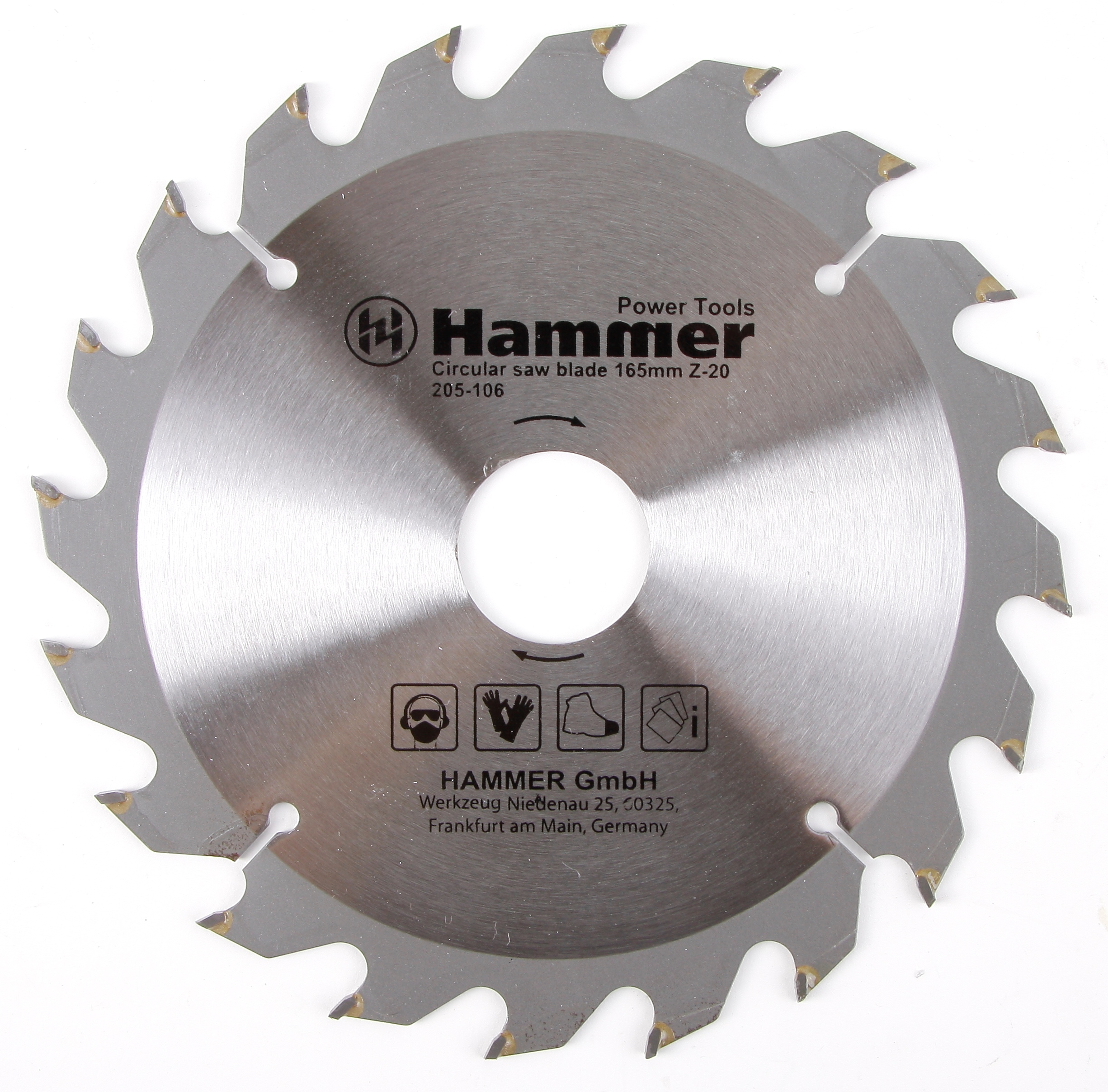

Диск пильный твердосплавный HAMMER, Ф165х30мм 20зуб.