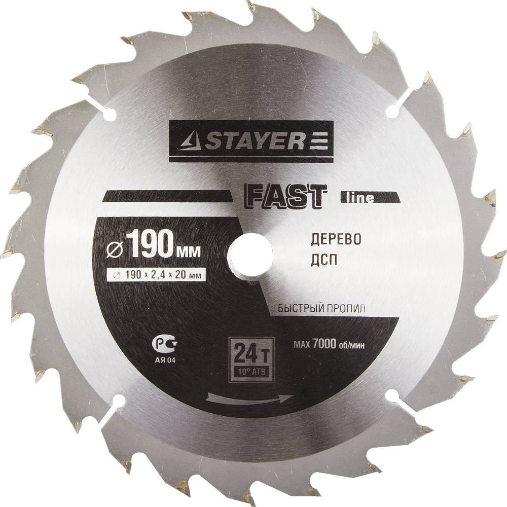 

Диск пильный твердосплавный STAYER, Ф190х20мм 24зуб. (MASTER 3680-190-20-24)