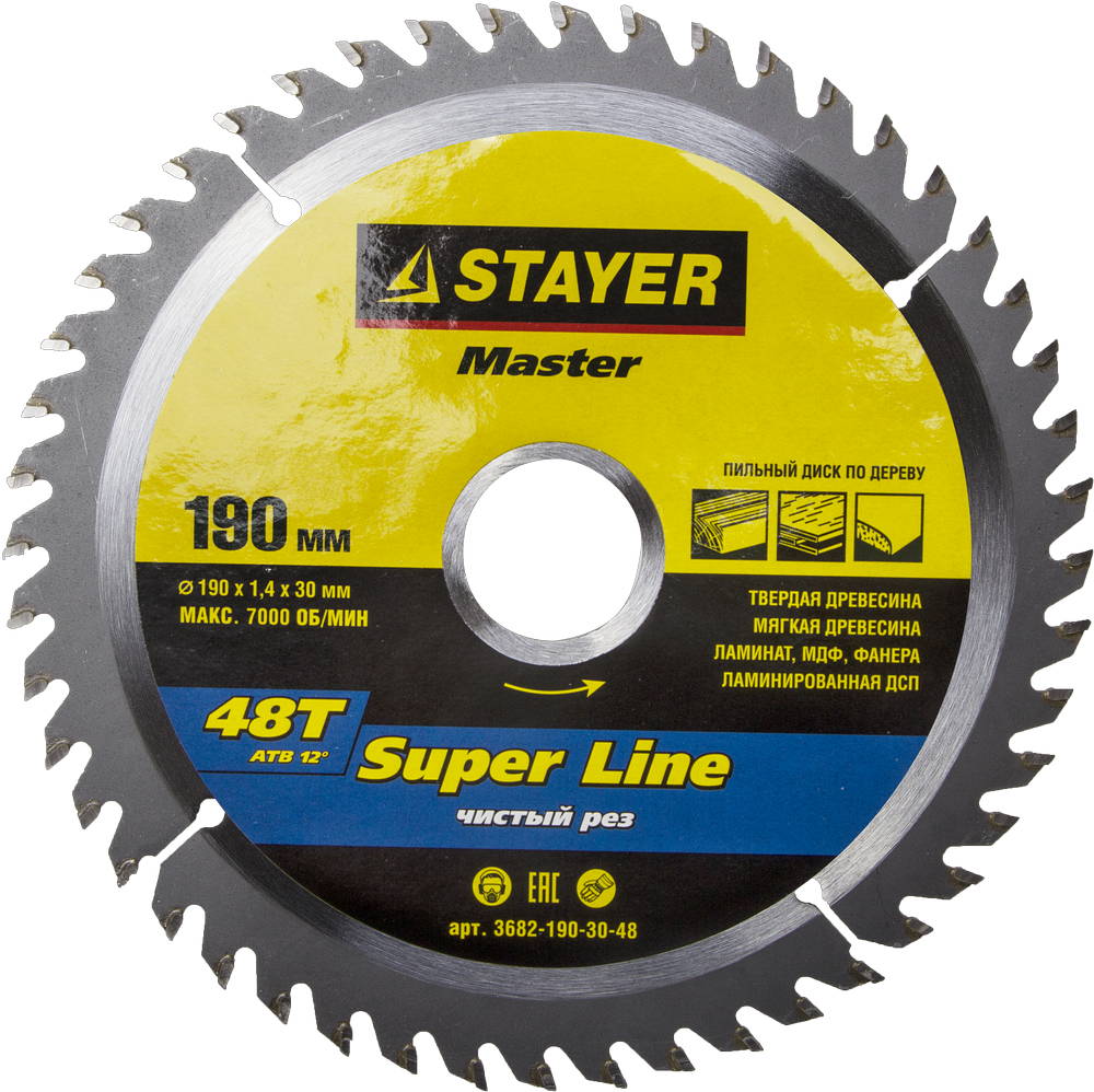 

Диск пильный твердосплавный STAYER, Ф190х30мм 48зуб. (MASTER 3682-190-30-48)