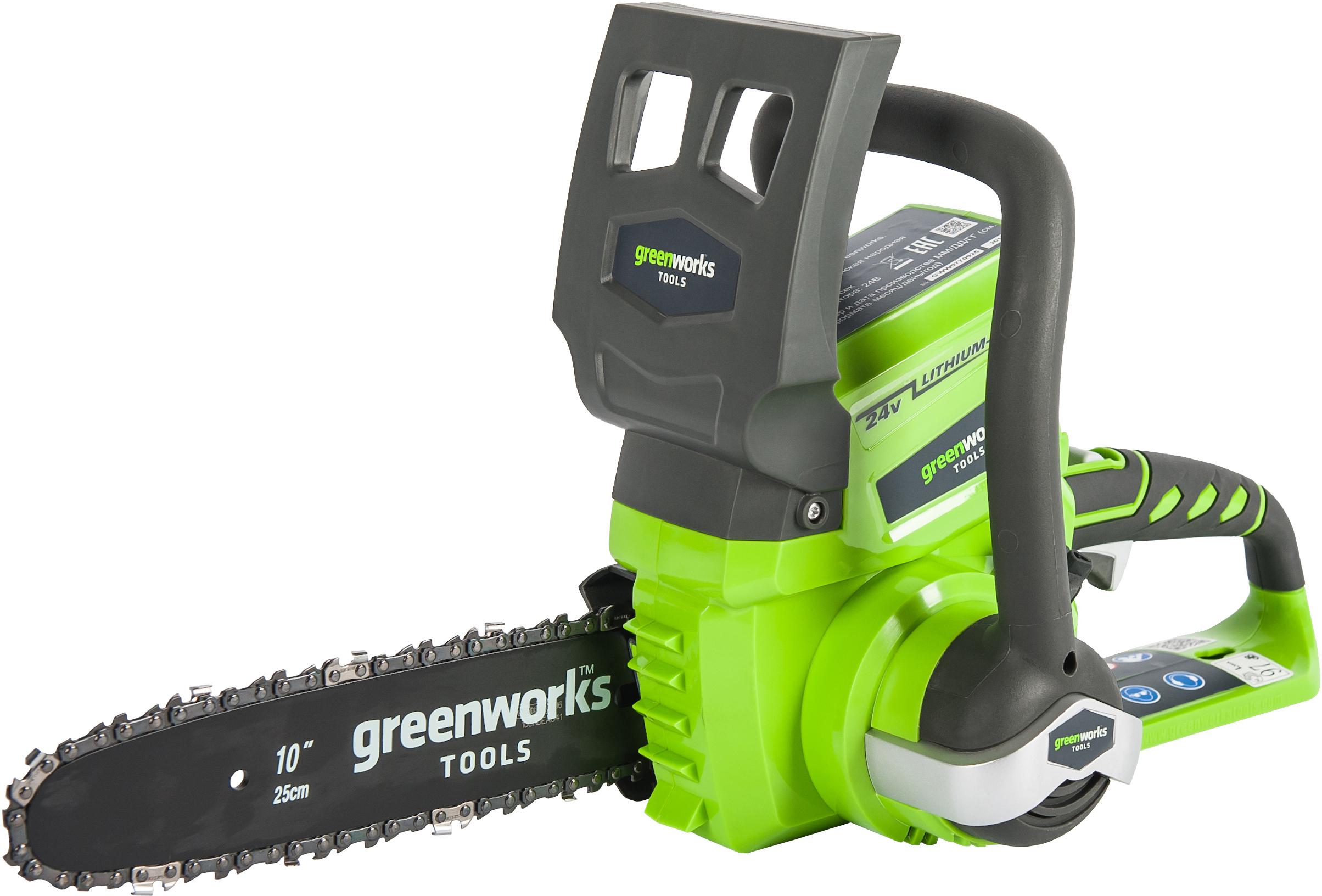 

Пила цепная аккумуляторная GREENWORKS, GD24CSK2 (2000007va) 1акк 24В 2Ач + ЗУ