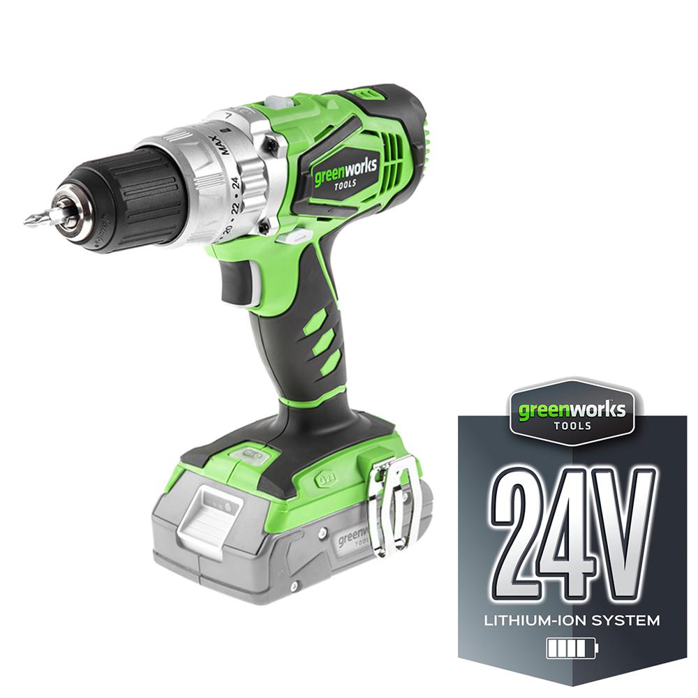 

Дрель аккумуляторная GREENWORKS, G24CD (3801107) без акк и з.у