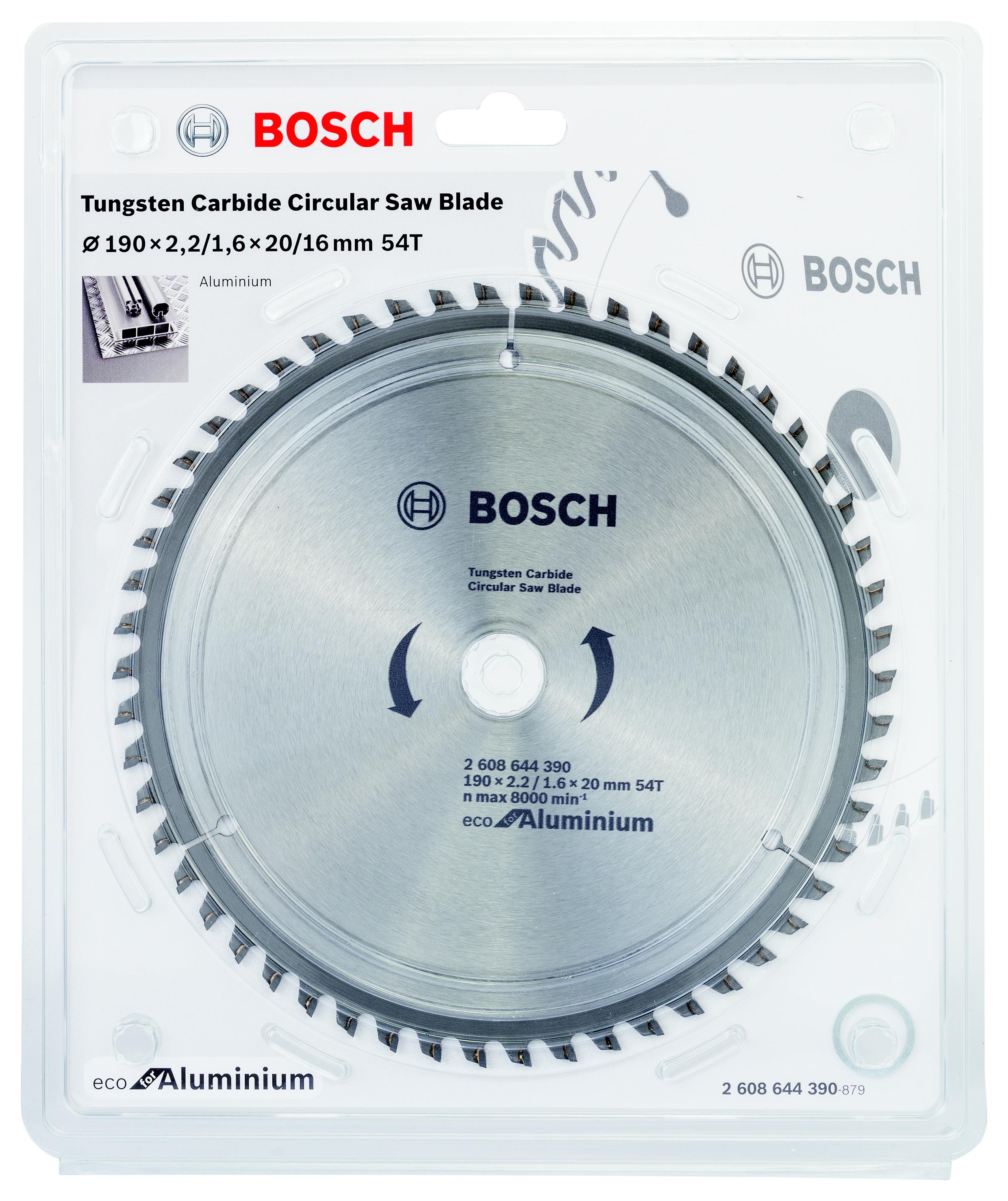 

Диск пильный твердосплавный BOSCH, Ф190х20мм 54зуб. (ECO AL 2608644390)