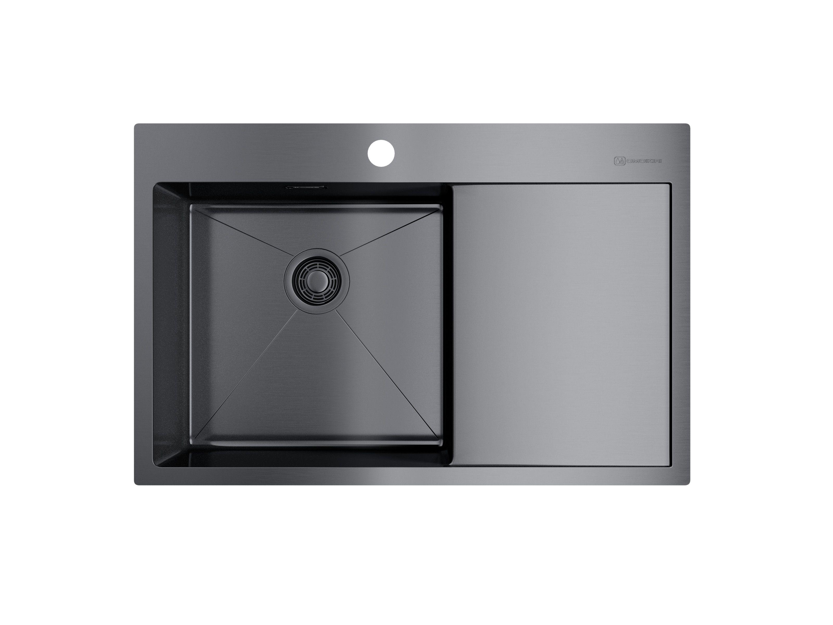 

Мойка кухонная OMOIKIRI, Вороненая сталь, AKISAME 78-GM-L 4973099
