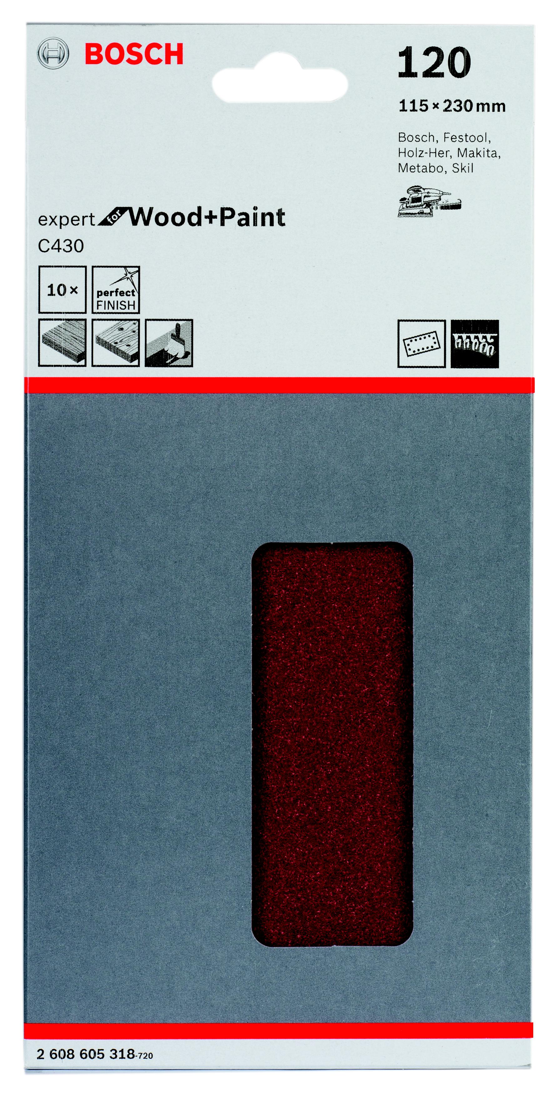 

Лист шлифовальный BOSCH, EfWood+Paint 115x230 K120 (2608605318)