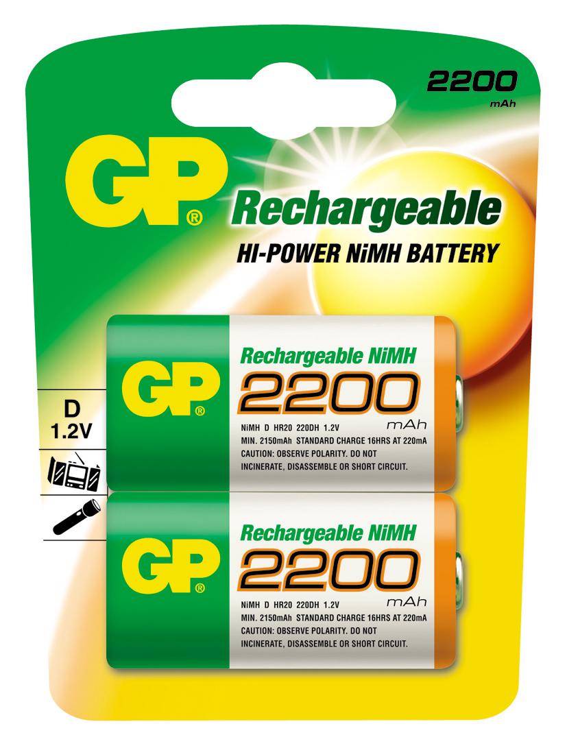 

Аккумулятор GP, 220DH-2CR2 Тип: D (R20) (Кол-во в уп. 2шт.)