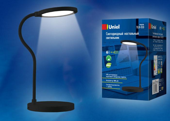 

Светильник UNIEL, TLD-553 Black/LED/400Lm/4500K/Dimmer/USB