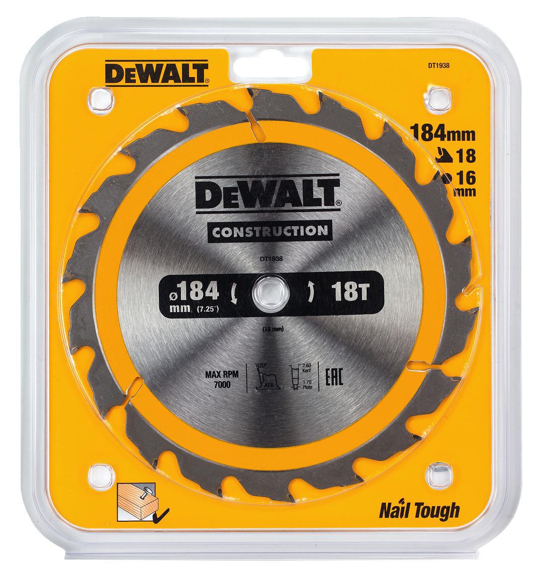 

Диск пильный твердосплавный DEWALT, Ф184х16мм 18зуб. (DT1938-QZ)