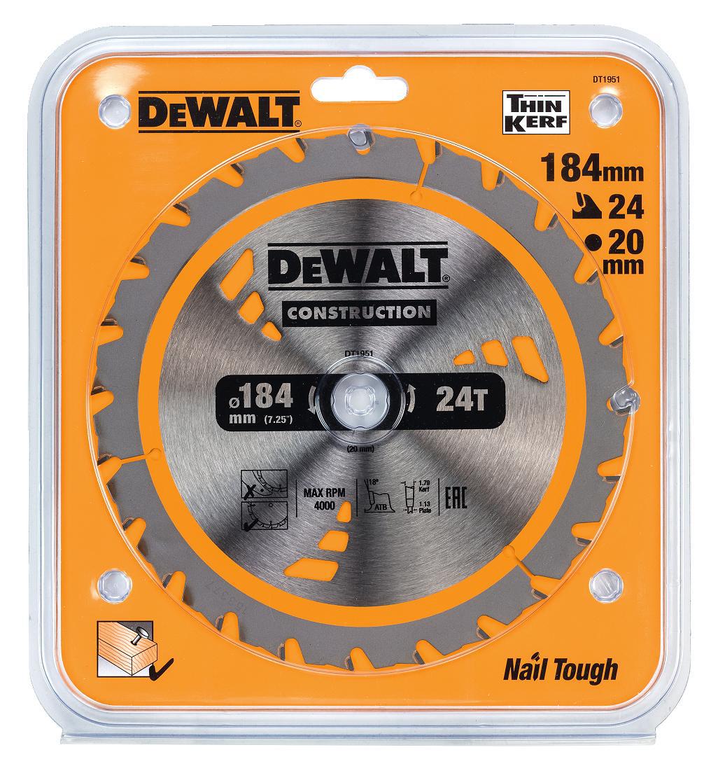 

Диск пильный твердосплавный DEWALT, Ф184х20мм 24зуб. (DT1951-QZ)