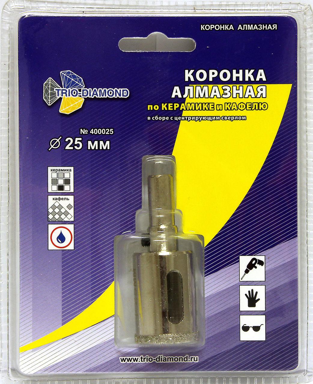 

Коронка алмазная TRIO DIAMOND, Ф25х30мм цилиндрический (400025)