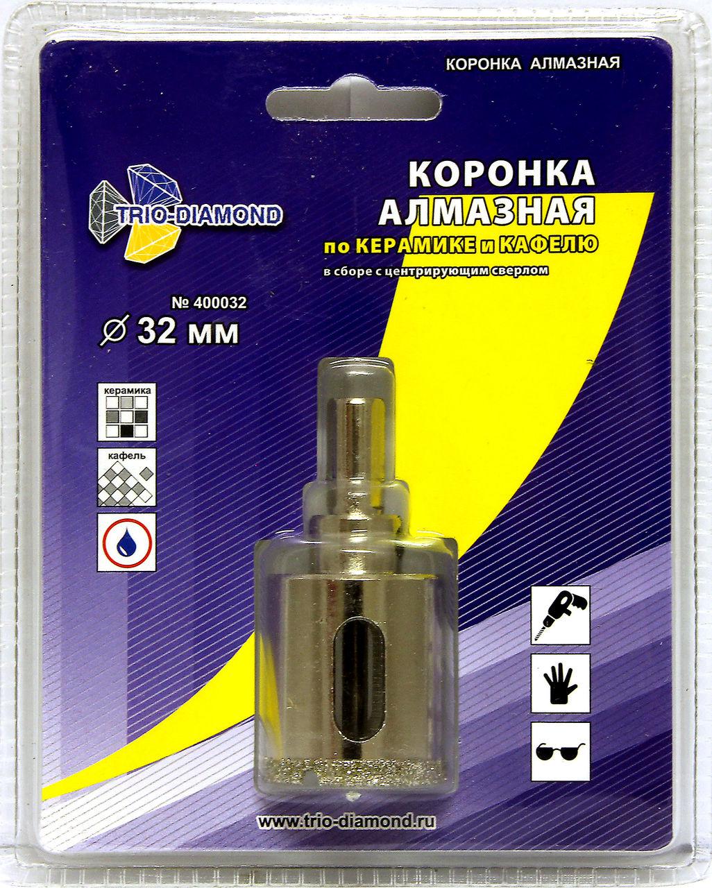 

Коронка алмазная TRIO DIAMOND, Ф32х30мм цилиндрический (400032)