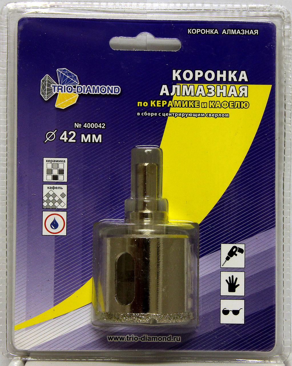 

Коронка алмазная TRIO DIAMOND, Ф42х30мм цилиндрический (400042)