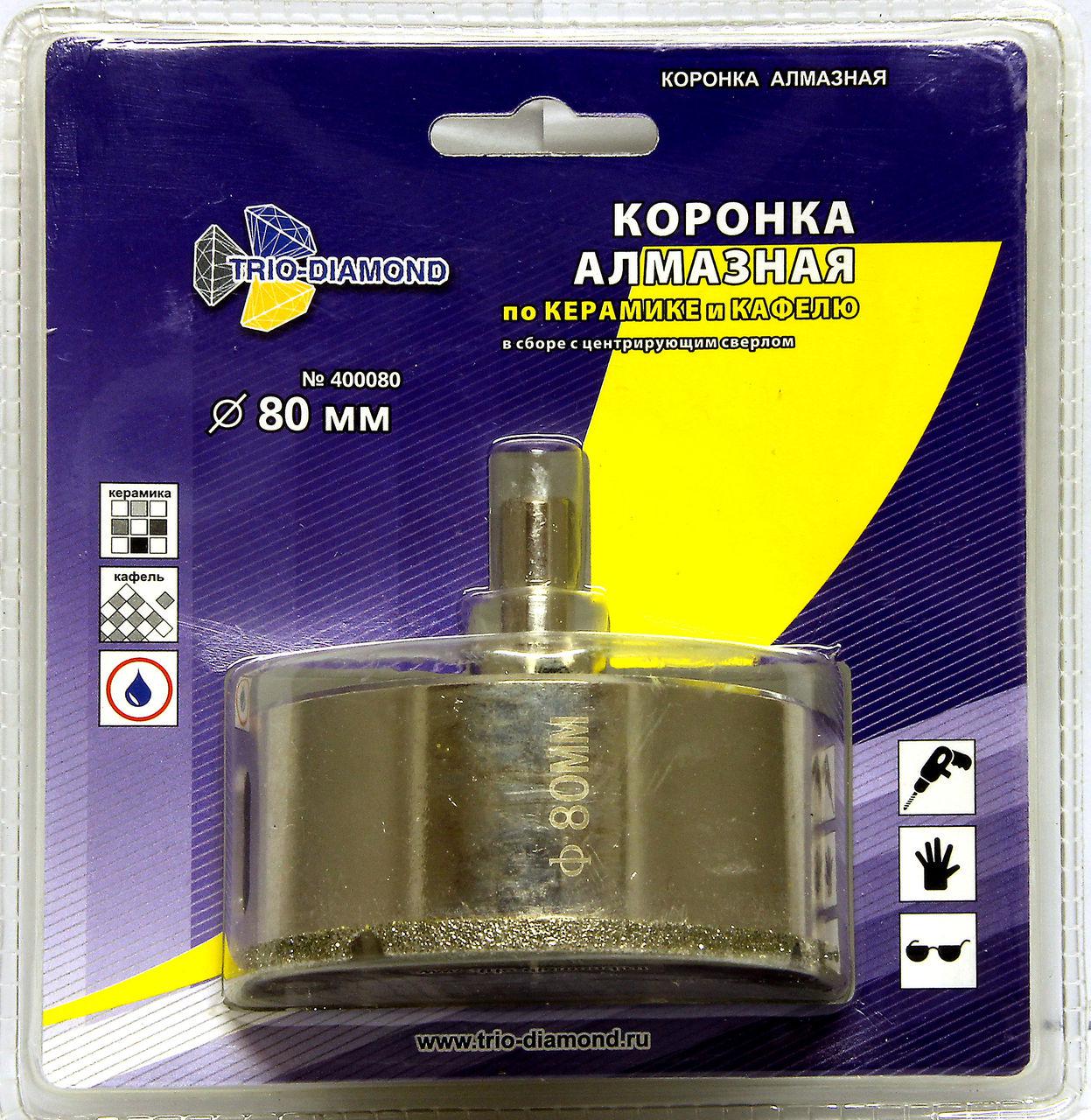 

Коронка алмазная TRIO DIAMOND, Ф80х30мм цилиндрический (400080)