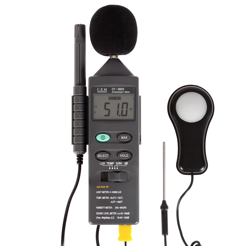 

Шумомер CEM, Шумомер Люксметр Влагомер Термометр DT-8820