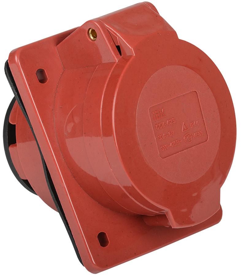 

Розетка IEK, Красный, ССИ-425 32А-6ч/200/346-240/415В 3Р+PЕ+N