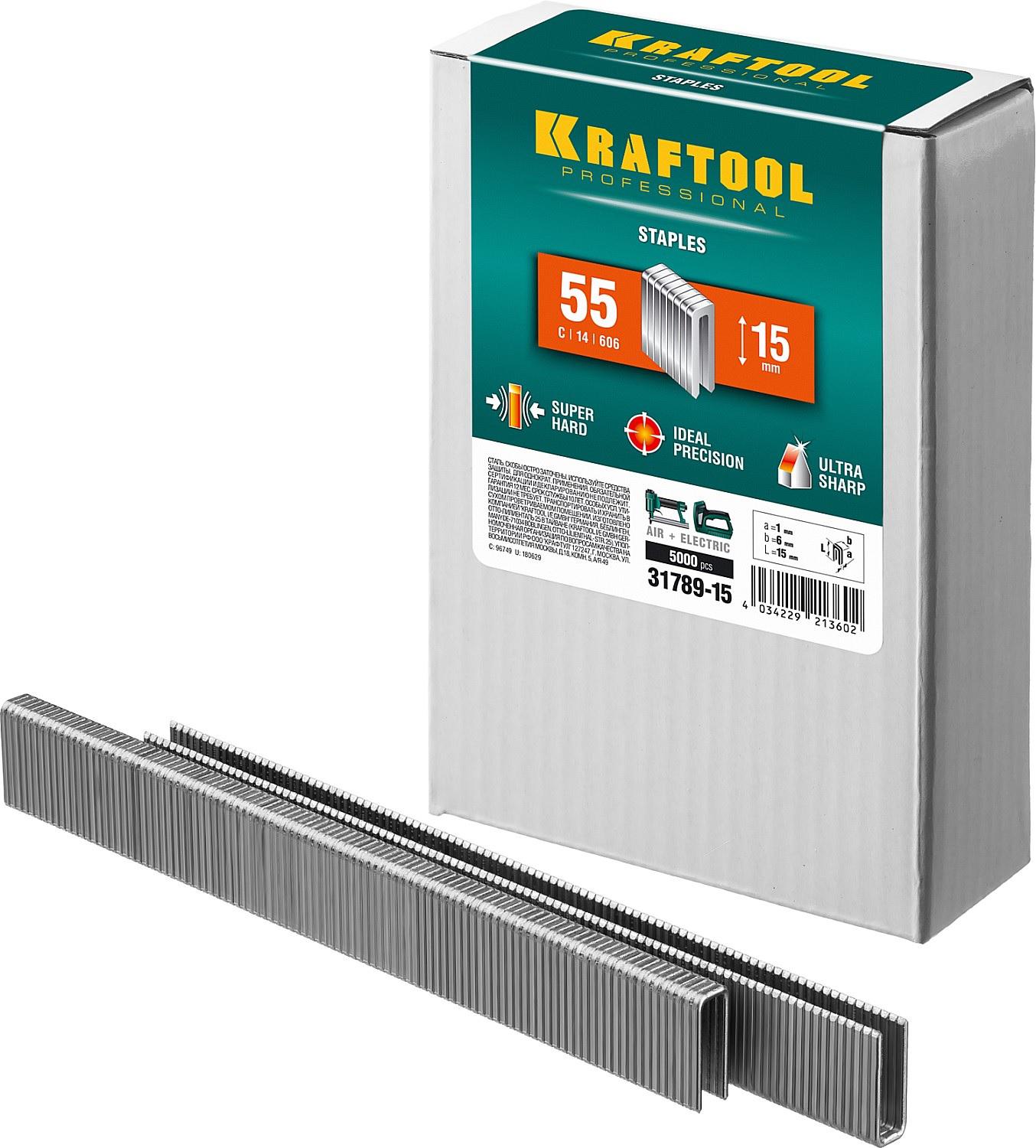 

Скобы для степлера KRAFTOOL, 31789-15 15 мм., тип 55, 5000 шт.