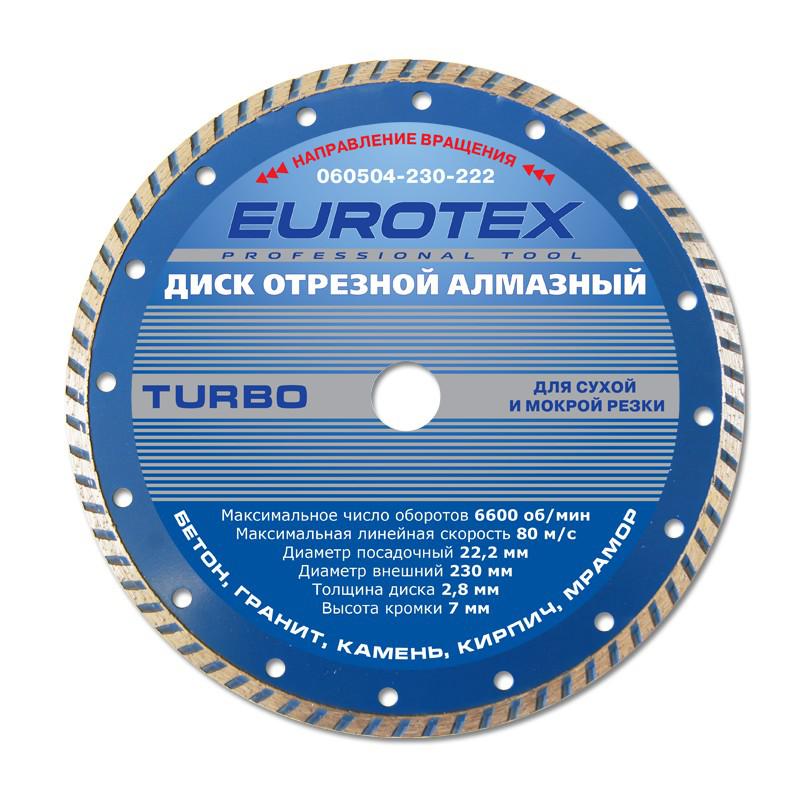 

Круг алмазный EUROTEX, (060504-230-222) Ф230х22мм по бетону