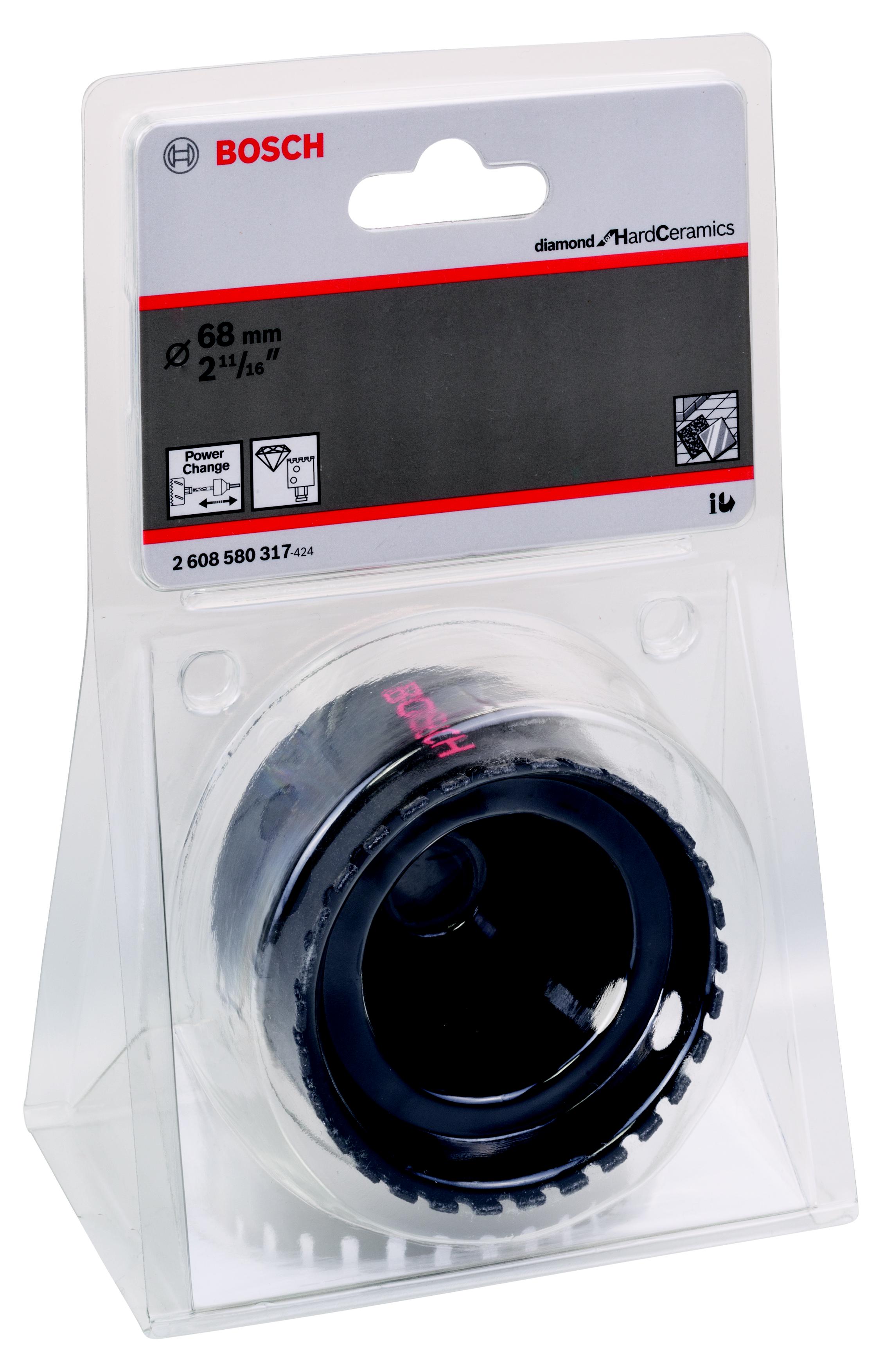 

Коронка алмазная BOSCH, Ф68х51мм (Diamond for Hard Ceramics 2608580317)