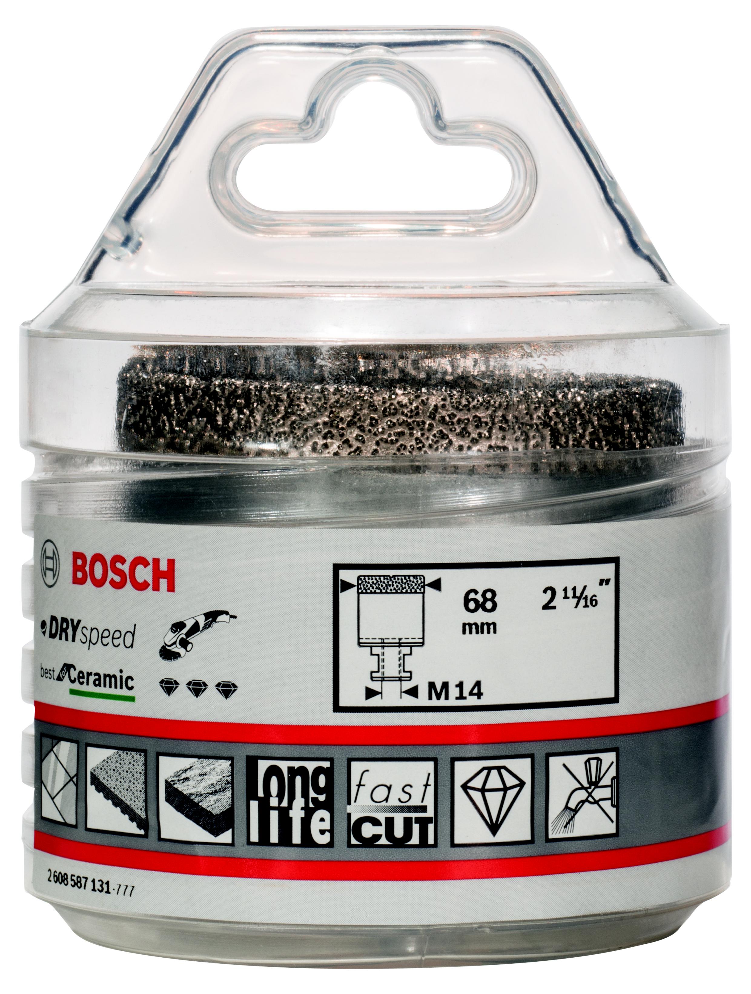 

Коронка алмазная BOSCH, Ф68х35мм М14 (Dry Speed 2608587131)