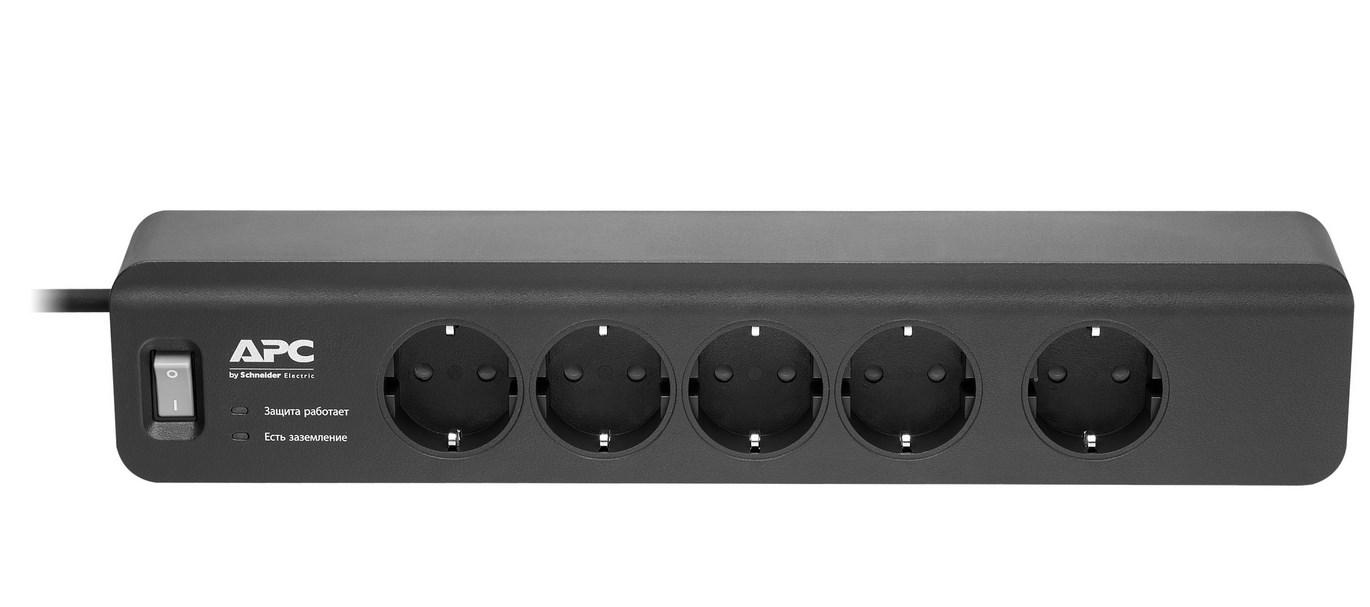 

Удлинитель APC, Черный, PM5B-RS 553100 1.83 м 5гнезд 220В 10А заземление черный