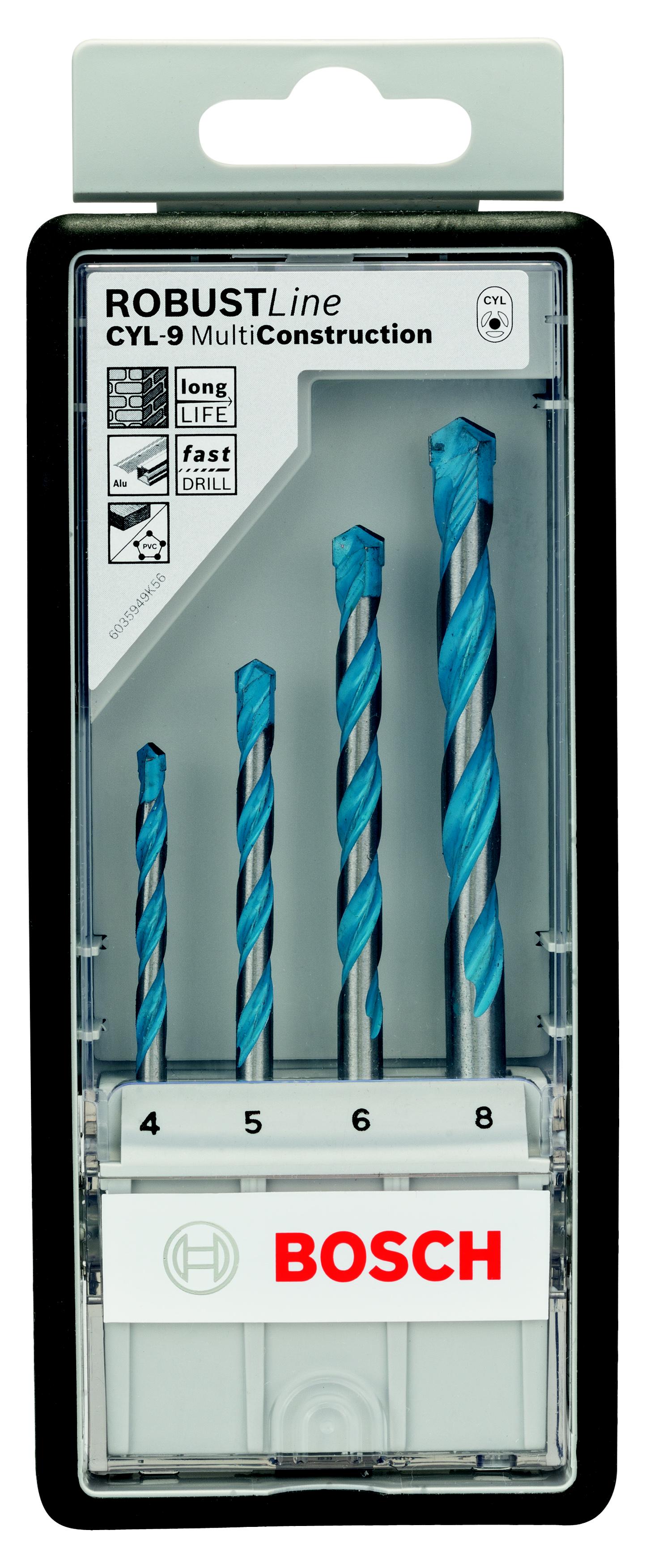

Набор сверл BOSCH, Robust Line CYL-9 Multi Construction 4 шт (2607010521)