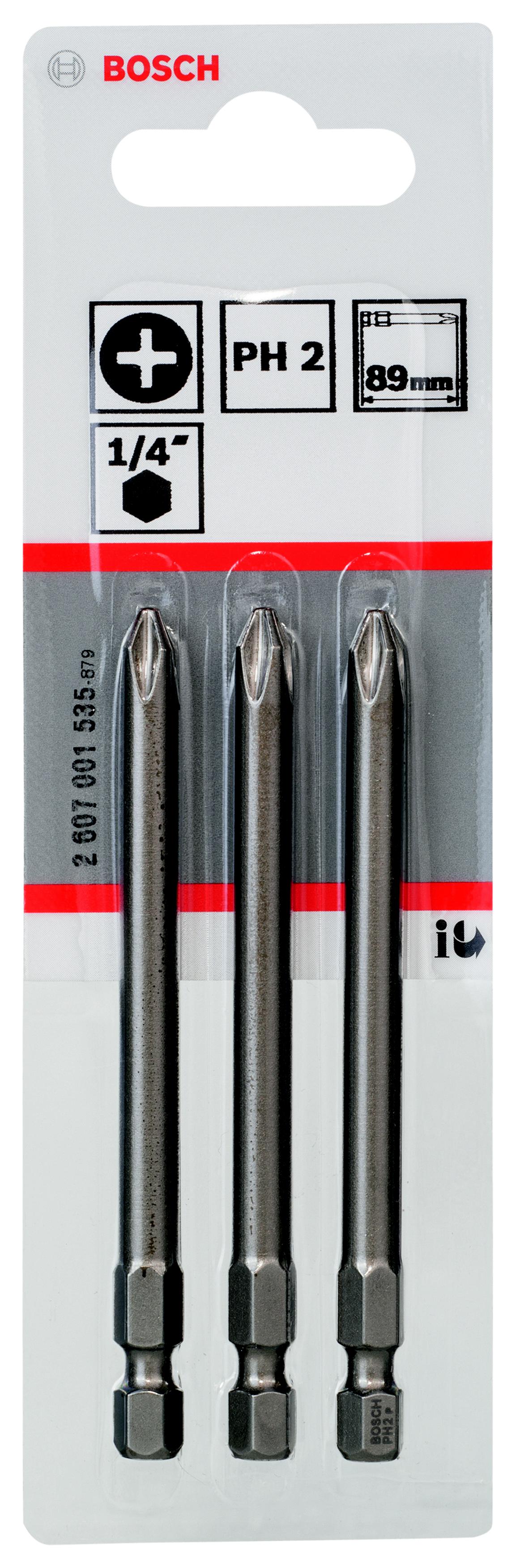

Бита BOSCH, PH2 89мм (EXTRA-HART 3 шт 2607001535)