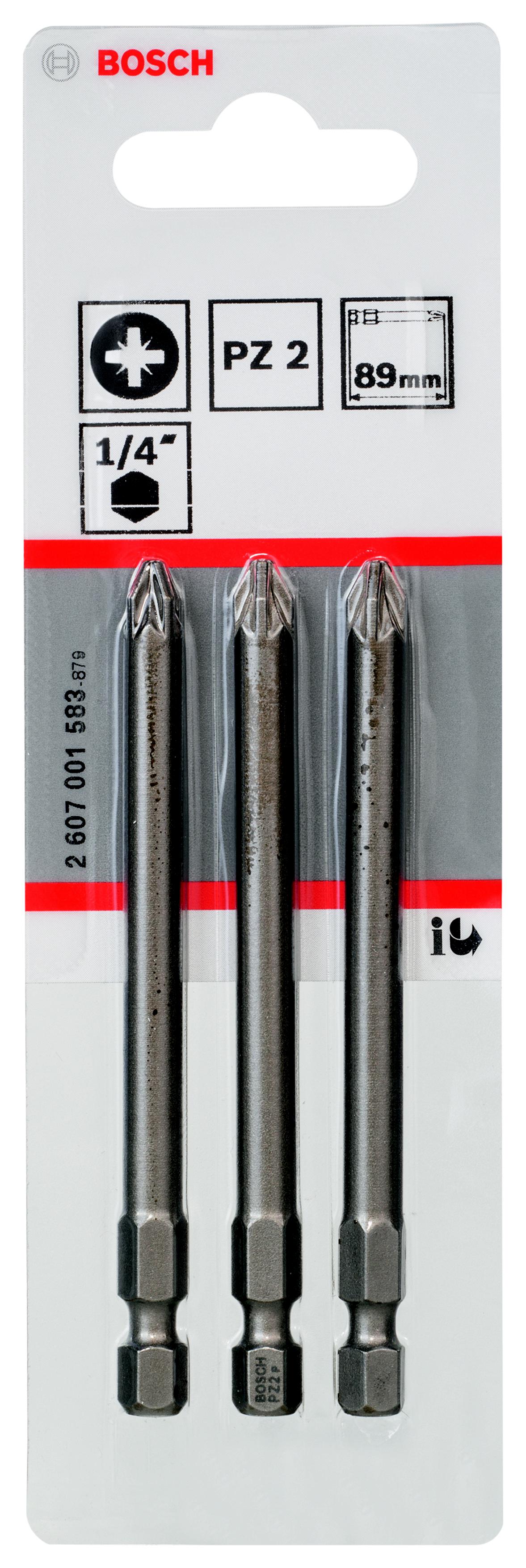 

Бита BOSCH, PZ2 89мм (EXTRA-HART 3 шт 2607001583)