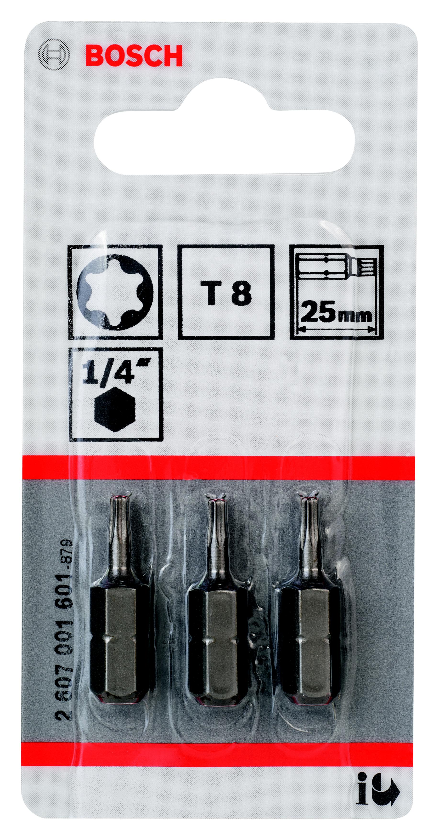 

Бита BOSCH, T8 25мм (EXTRA-HART 3 шт 2607001601)