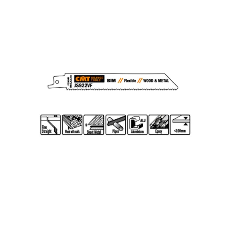 

Полотно для сабельной пилы CMT, 150мм, TPI 14, BIM (JS922VF-5)