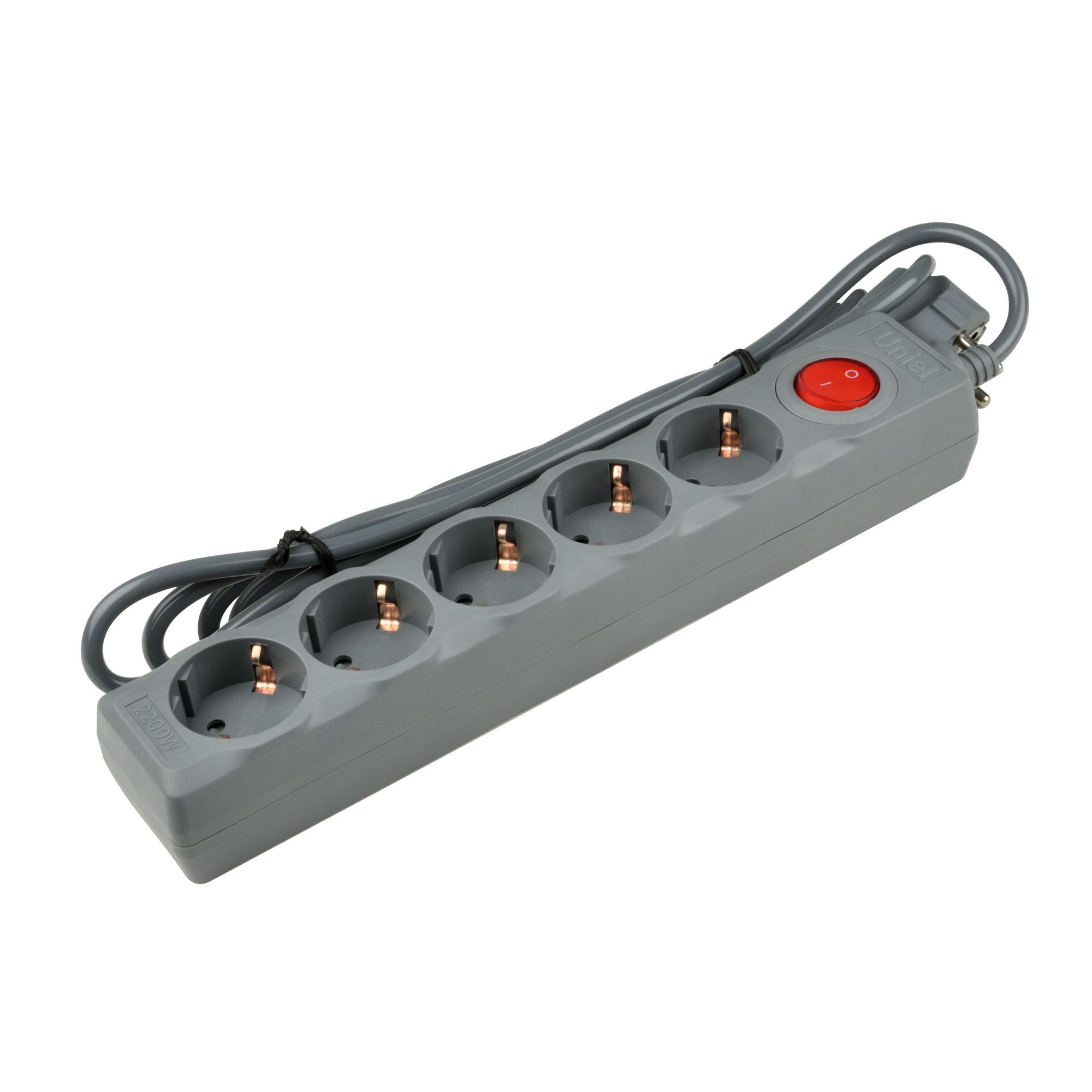 

Сетевой фильтр UNIEL, Серый, S-GSU5-3 GREY NEON