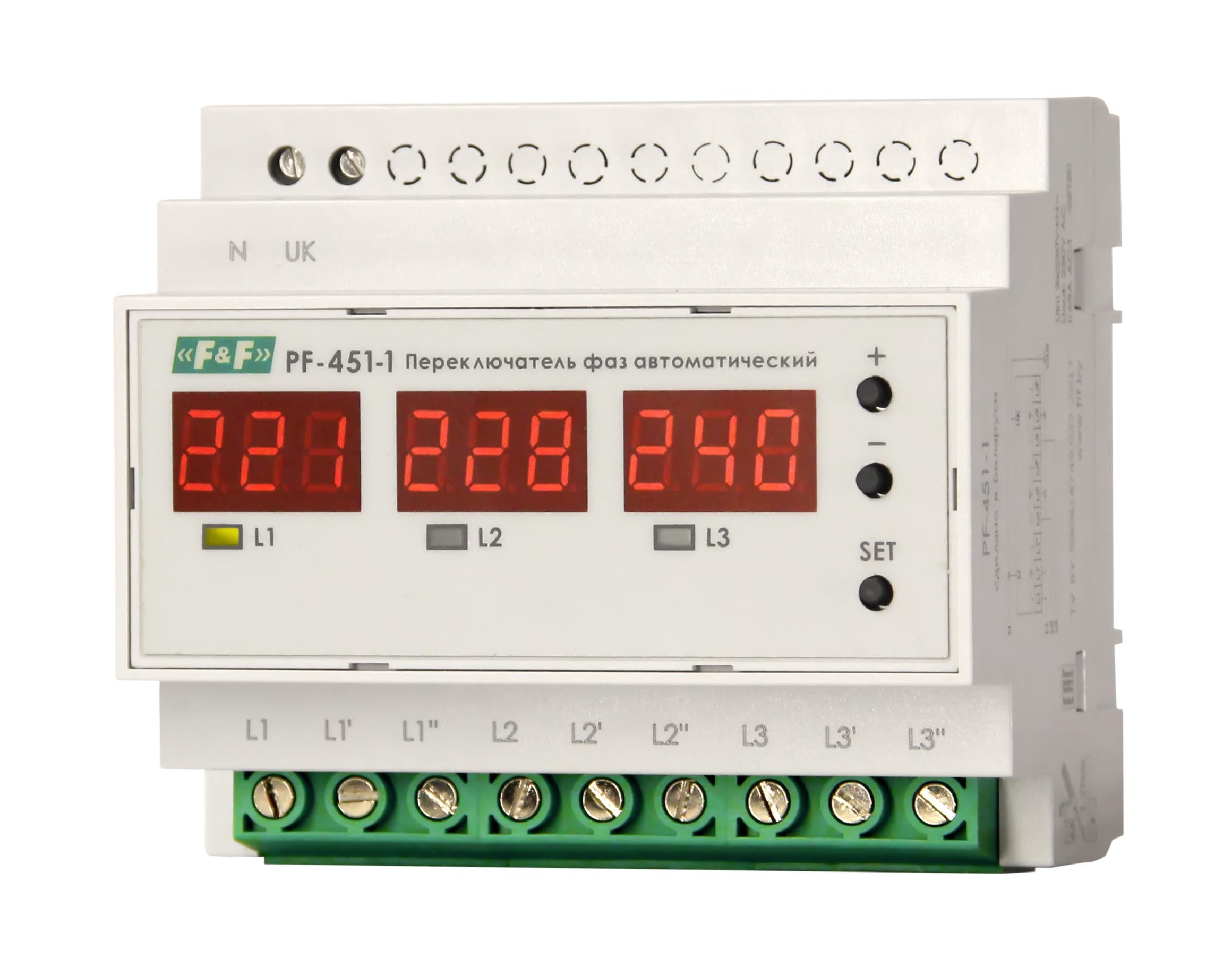 

Переключатель фаз ЕВРОАВТОМАТИКА F&F, PF-451-1 EA04.005.005