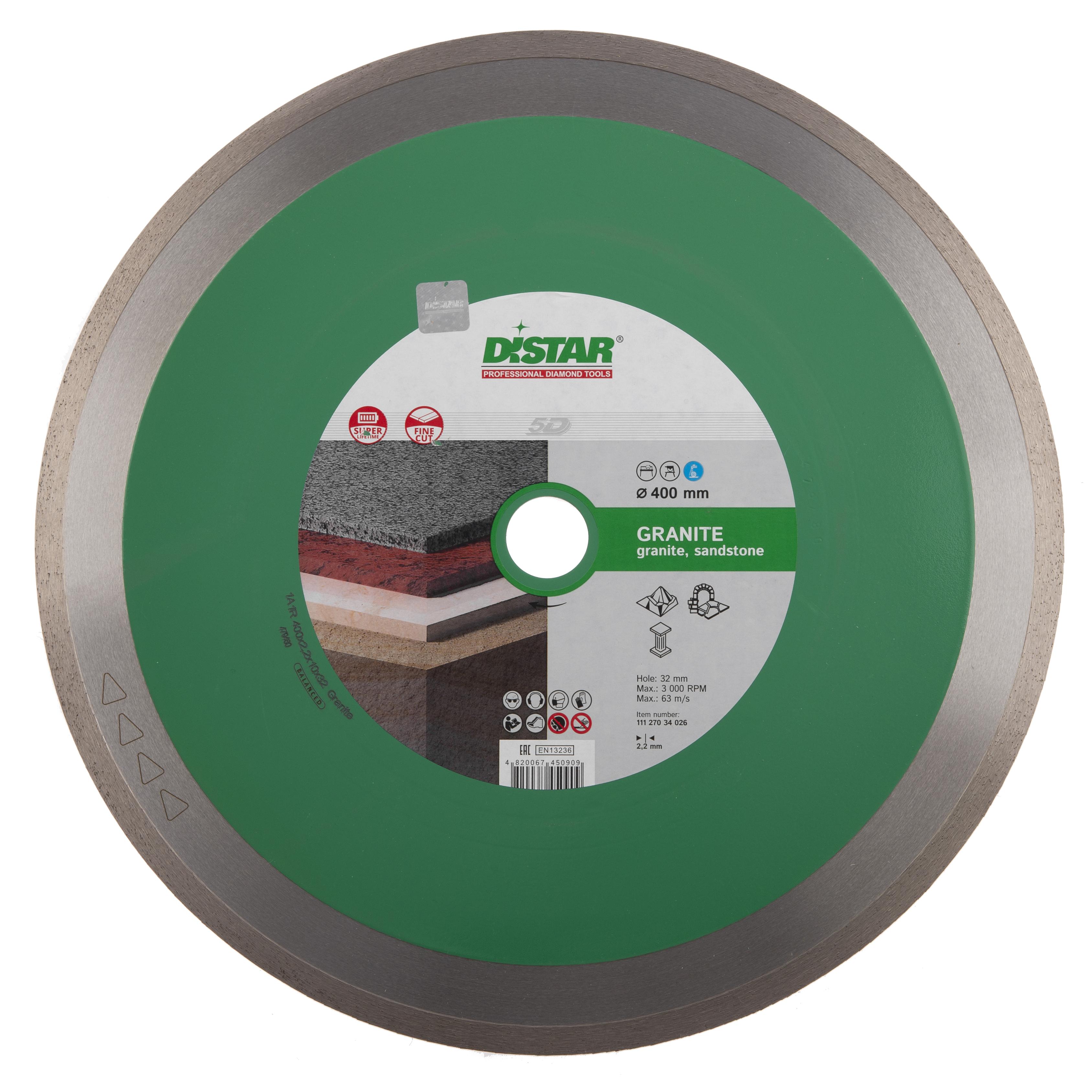 

Круг алмазный DISTAR, 1A1R GRANITE RP35T (234457) Ф400х32мм по граниту