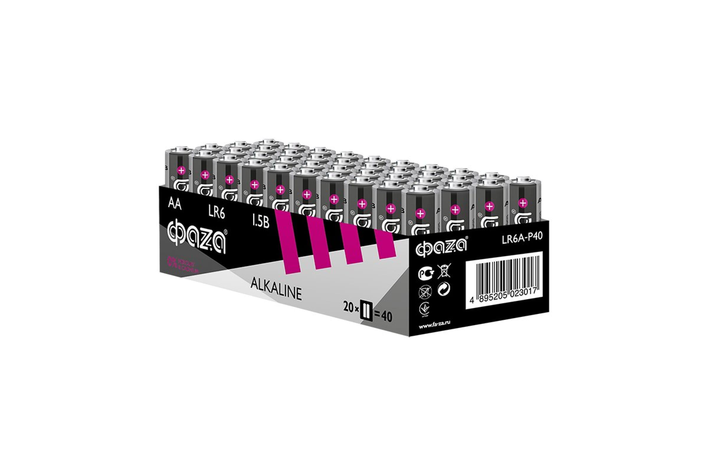 

Батарейка ФАZА, 5023017 LR6 Alkaline Pack-40 Тип: AA (LR6) (Кол-во в уп. 40шт.)