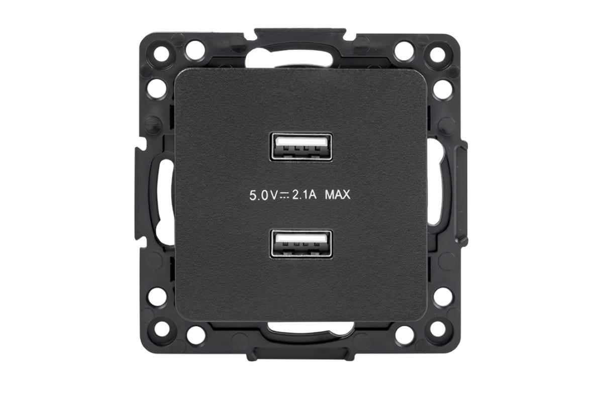

Механизм розетки EKF, Черный, PROxima EZR16-028-10-2USB Стокгольм