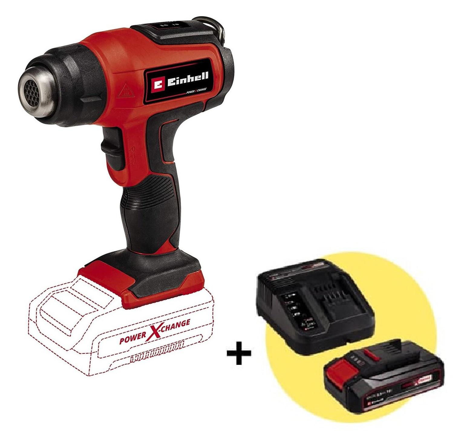 

Набор EINHELL, Фен технический TE-HA 18 Li - Solo (4520500) +Комплект PXC Starter Kit (4512097): АКБ и ЗУ