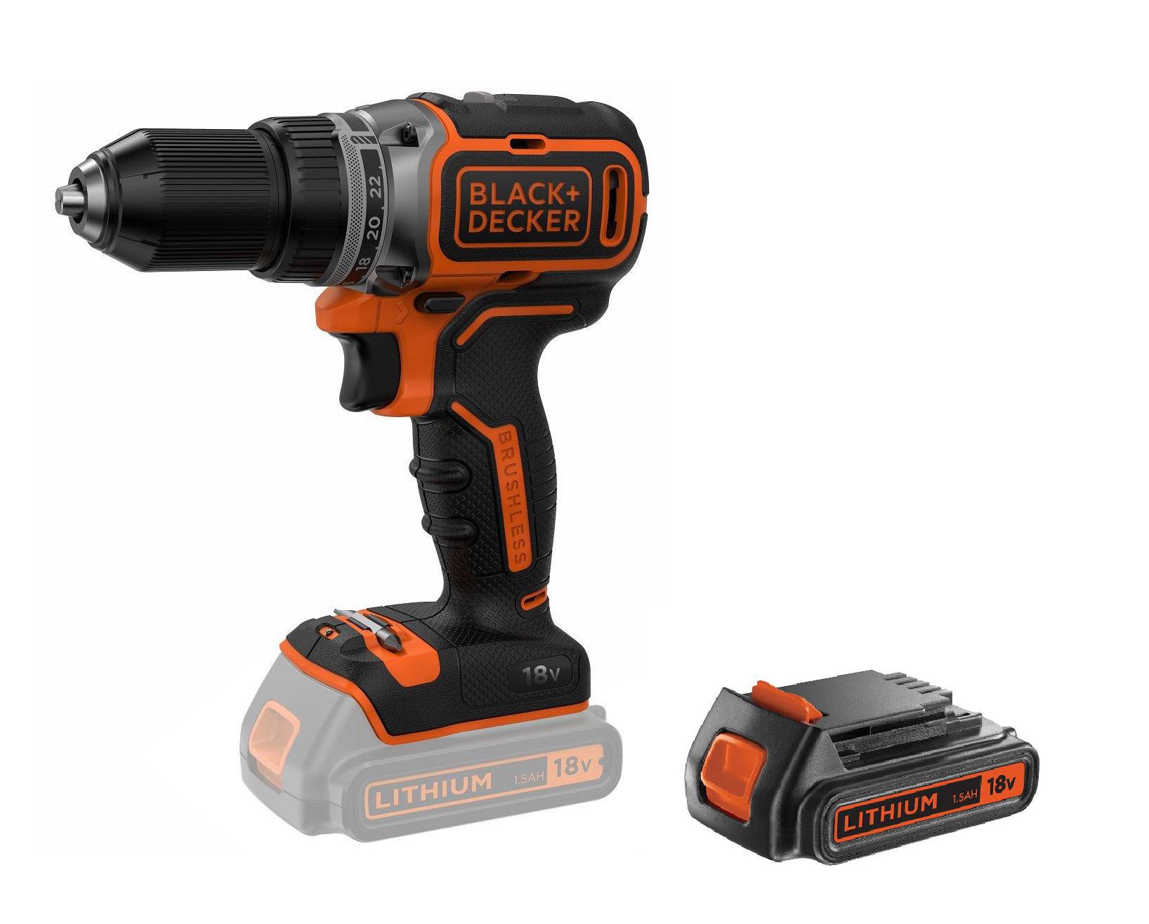 

Набор BLACK & DECKER, Дрель-шуруповерт BL186N без акк и з.у +Аккумулятор 18В 1.5Ач Li-Ion (BL1518-XJ)