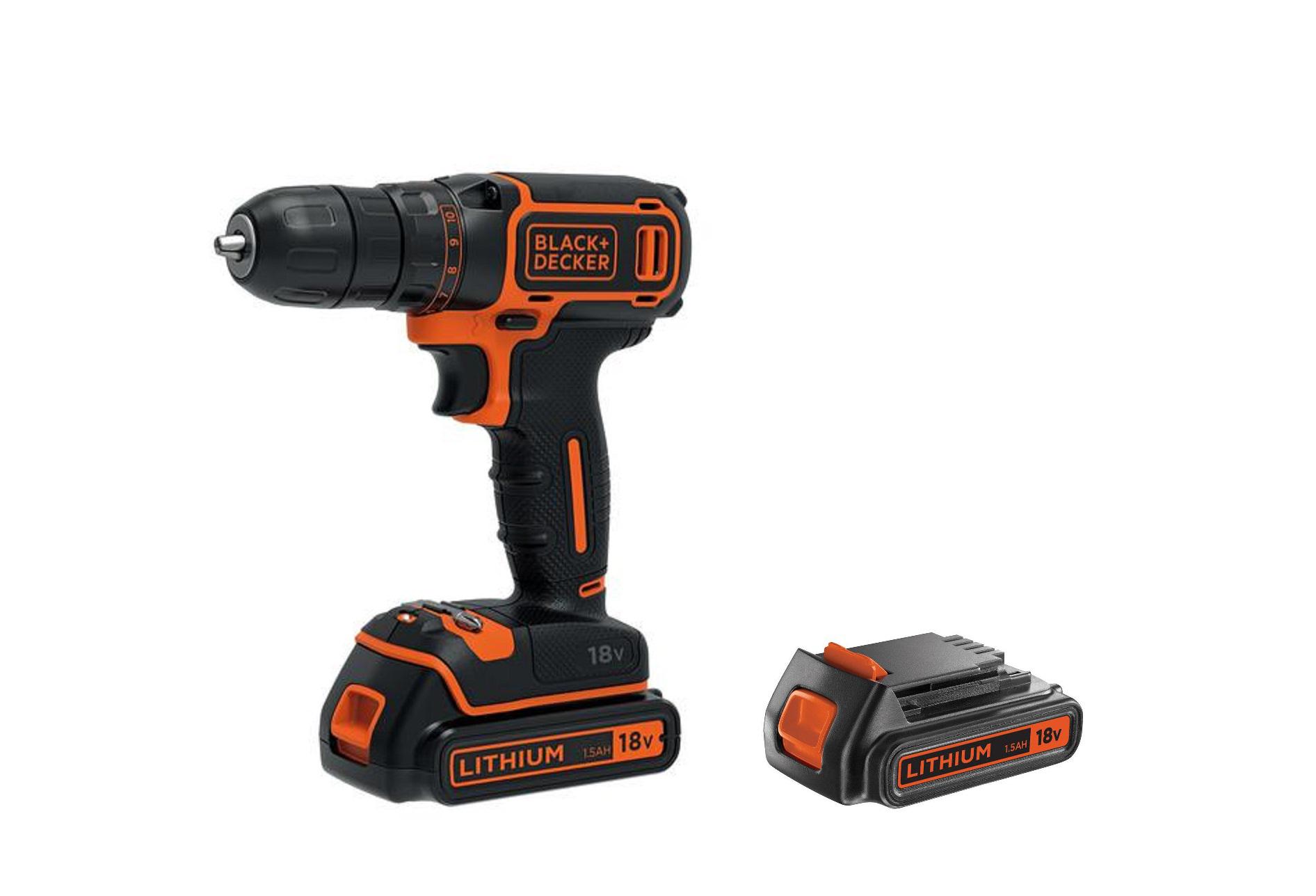 

Набор BLACK & DECKER, Дрель-шуруповерт BDCDC18B +Аккумулятор 18В 1.5Ач Li-Ion (BL1518-XJ)