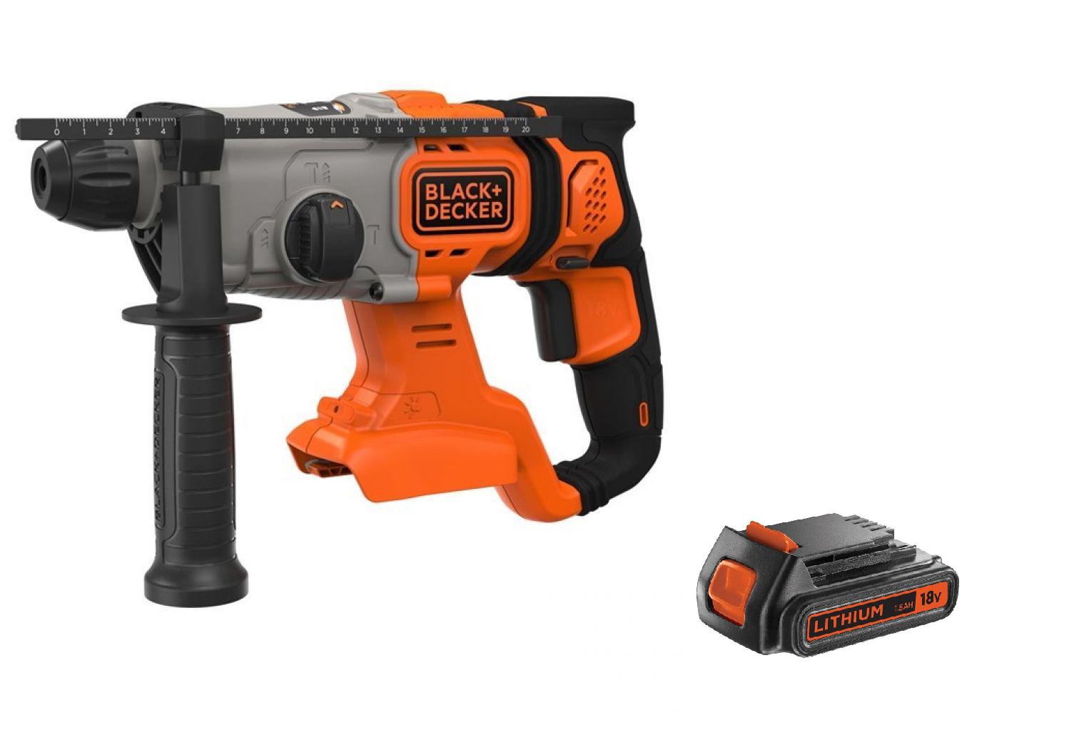

Набор BLACK & DECKER, Перфоратор BCD900B без акк. и з.у +Аккумулятор 18В 1.5Ач Li-Ion (BL1518-XJ)