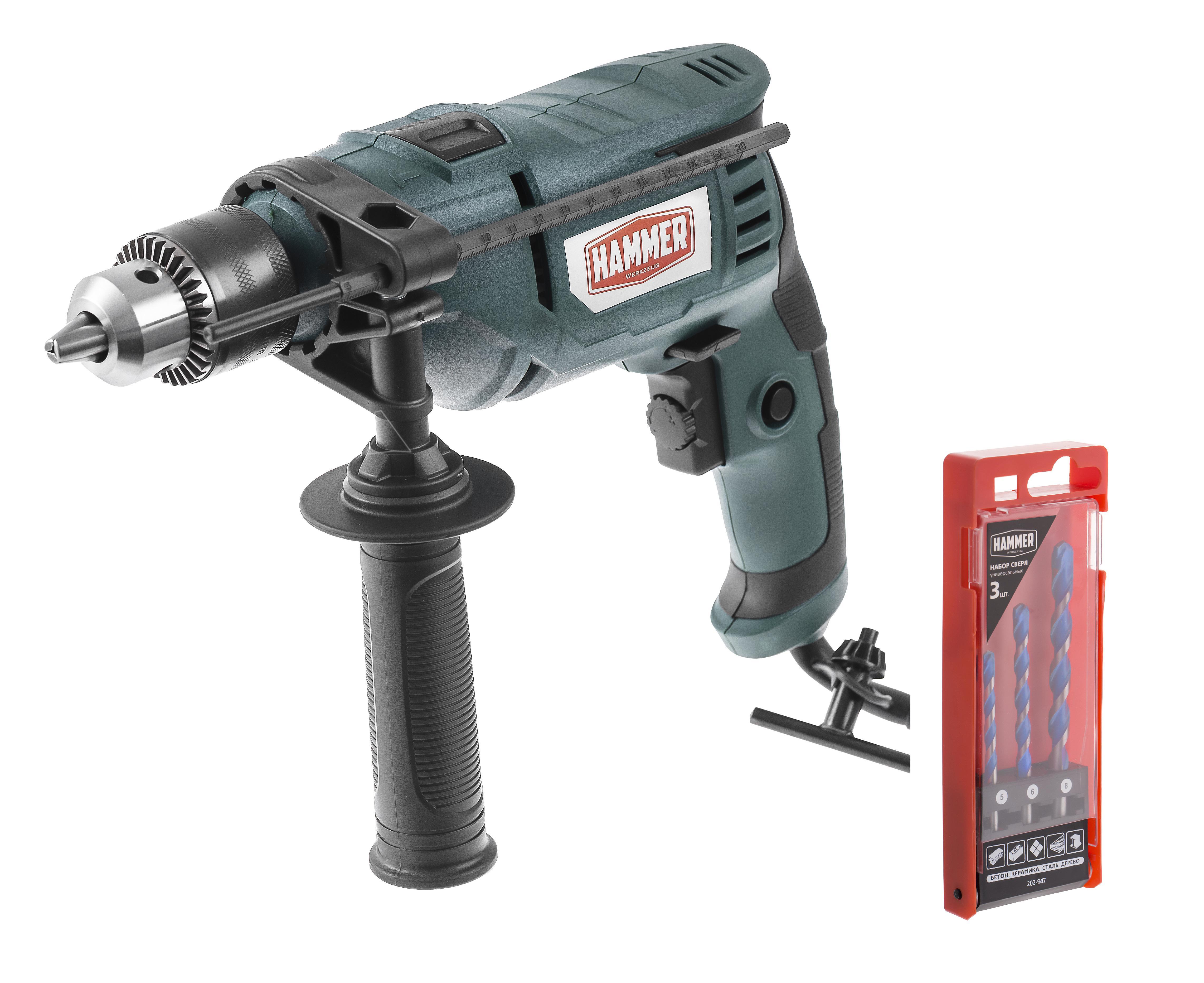 

Набор HAMMER, Дрель ударная UDD710D +Набор сверл 202-947