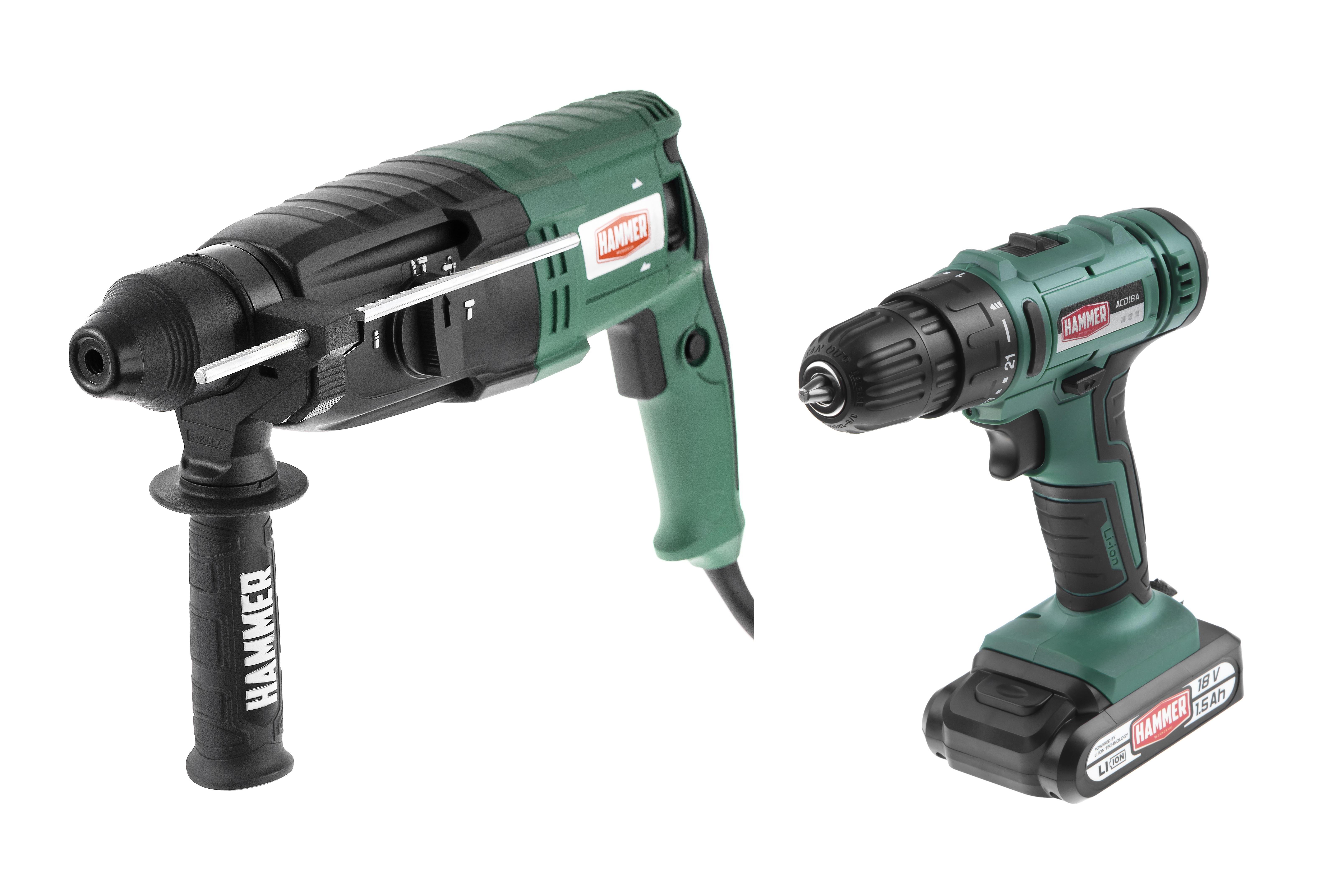 

Набор HAMMER, Перфоратор PRT800D +Дрель аккумуляторная ACD18A