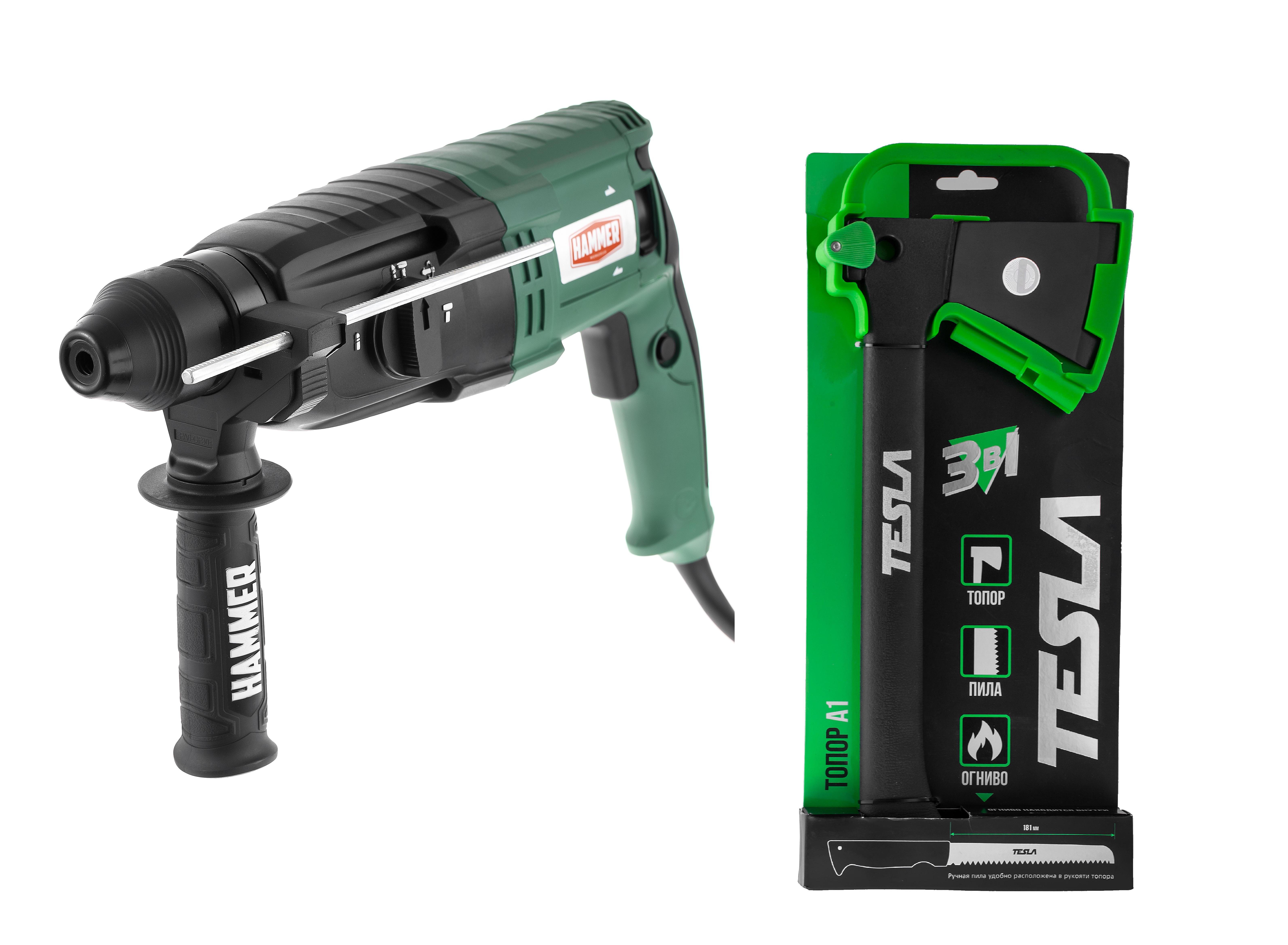 

Набор HAMMER, Перфоратор PRT800D +Топор A1 3в1 860г