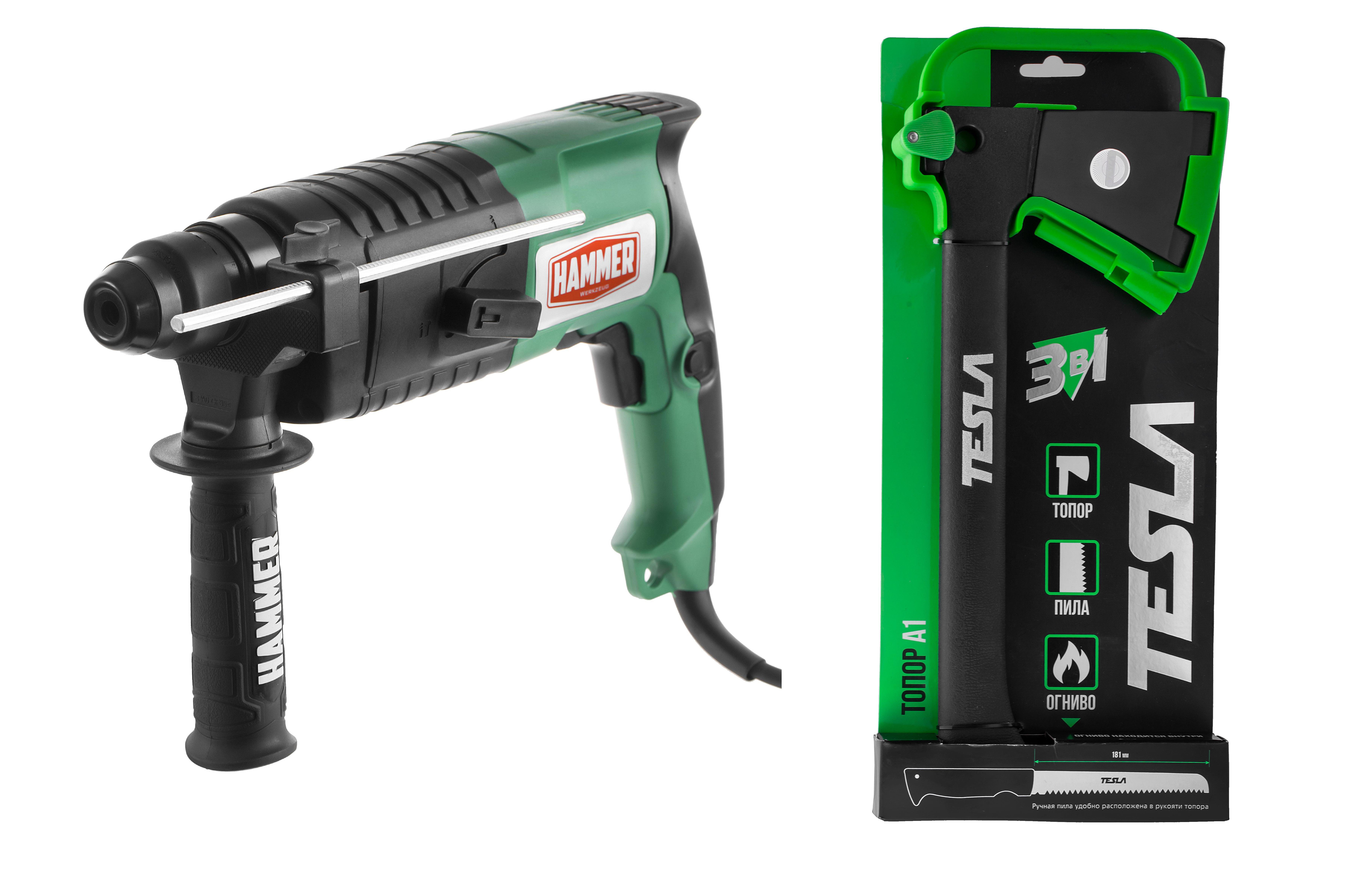 

Набор HAMMER, Перфоратор PRT620D +Топор A1 3в1 860г